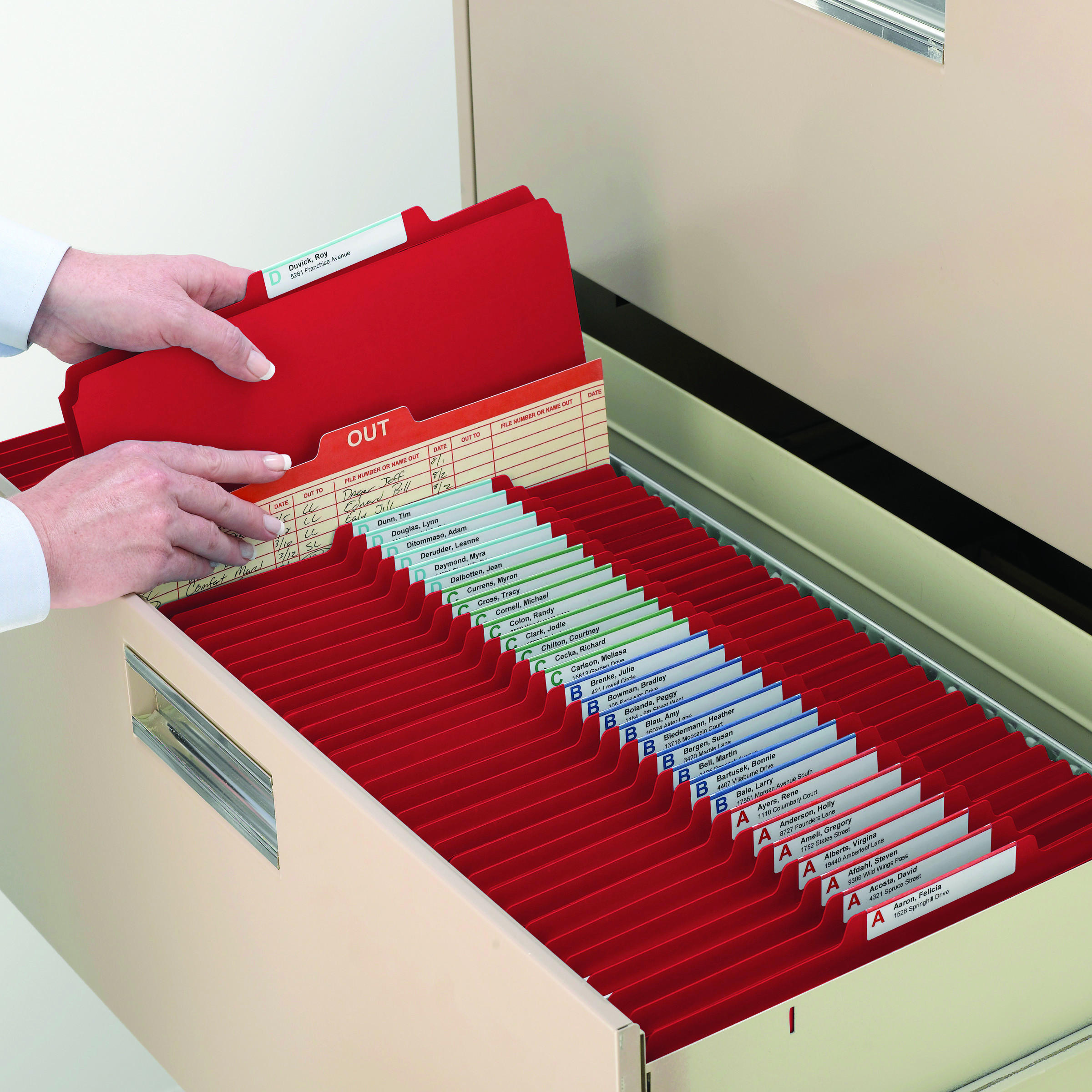 Smead 19936  Pressboard File Folder with SafeSHIELD Fasteners, 2 Fasteners, 1/3-Cut Tab, 2" Expansion, Legal Size, Bright Red, 25 per Box (19936)