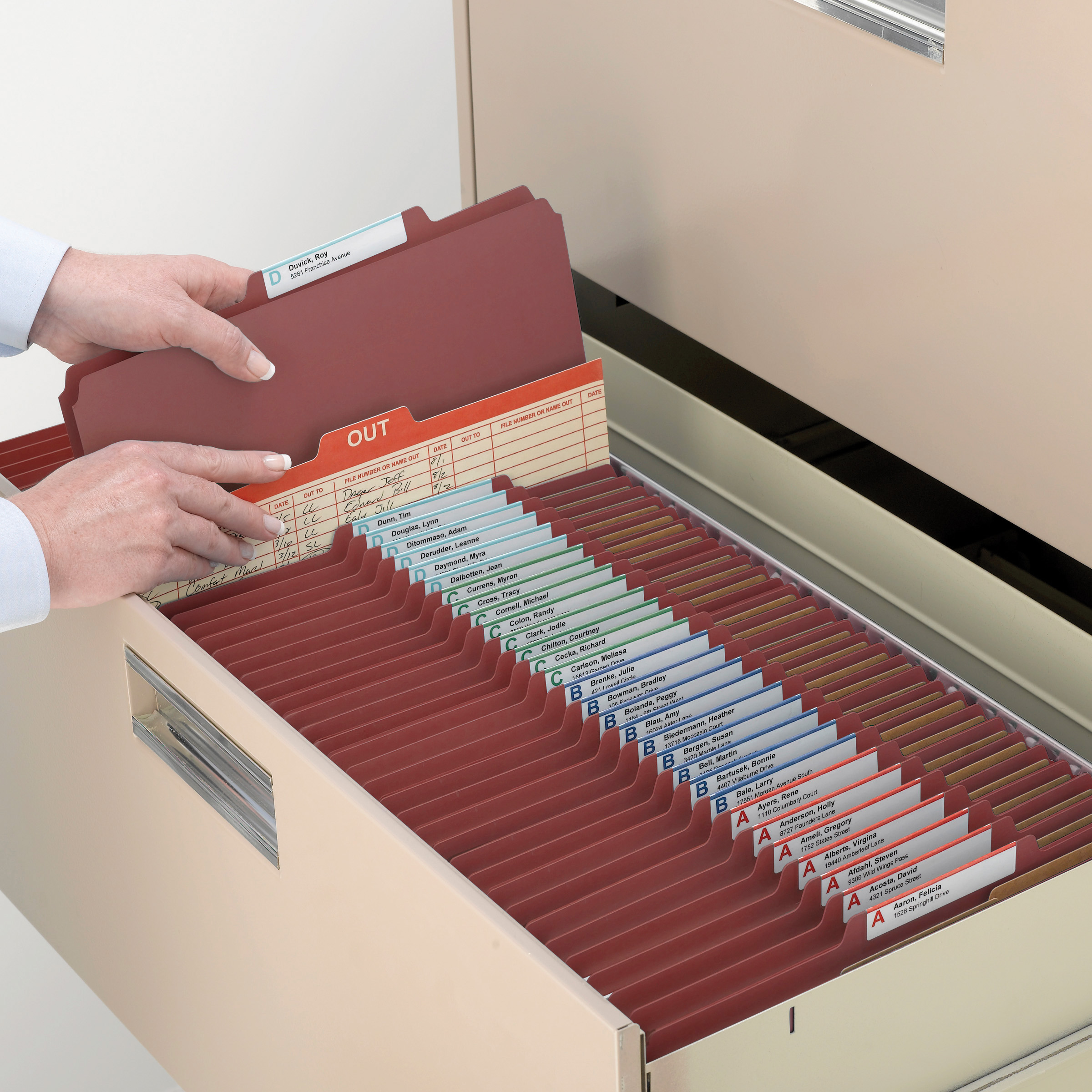 Smead 19079  Pressboard Classification File Folder with Wallet Divider and SafeSHIELD Fasteners, 2 Dividers, Legal Size, Red (19079)