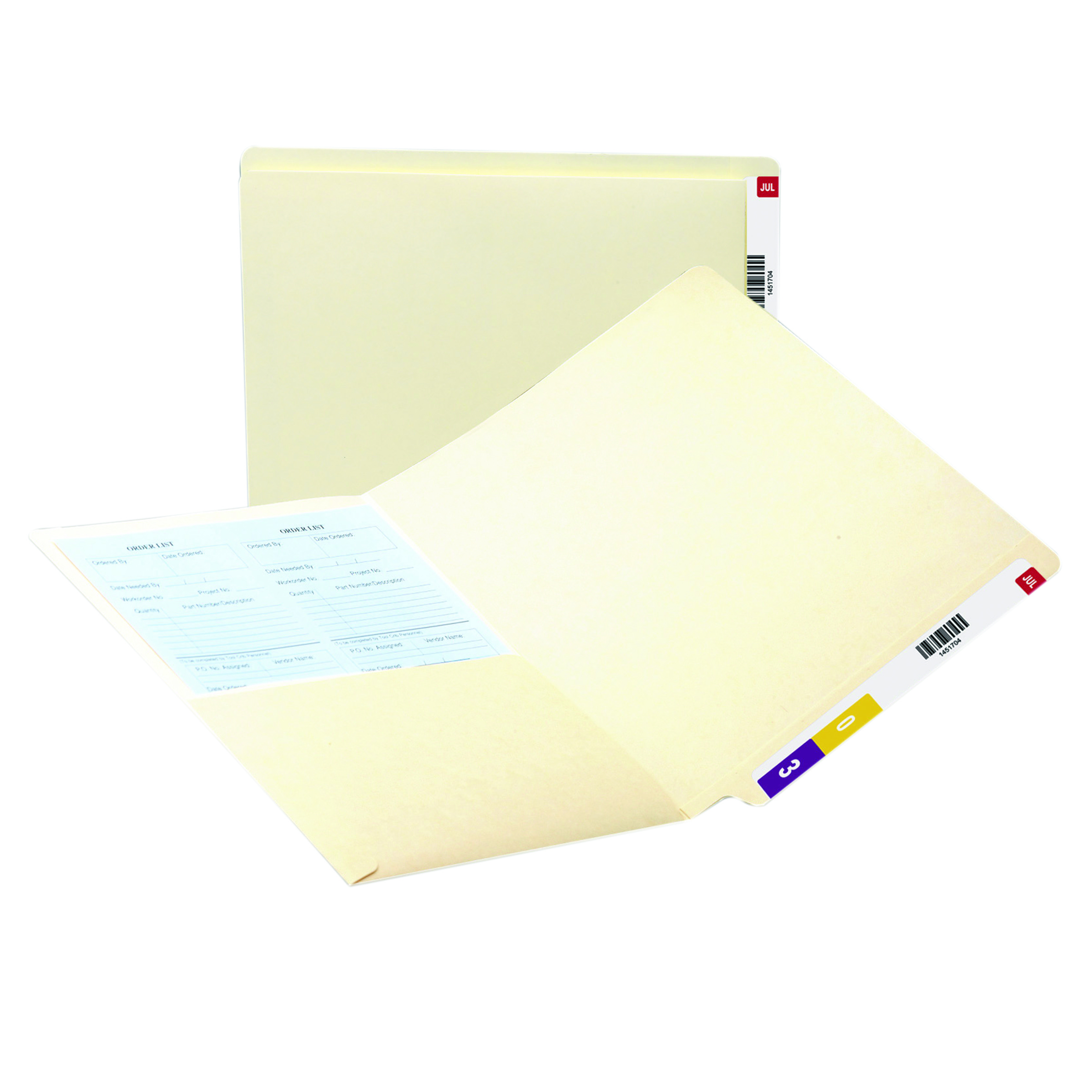 Smead 24115  End Tab 1/2 Pocket Folder Inside Front, Shelf-Master Reinforced Straight-Cut Tab,  Letter Size, 11 pt. Manila, Total of 250