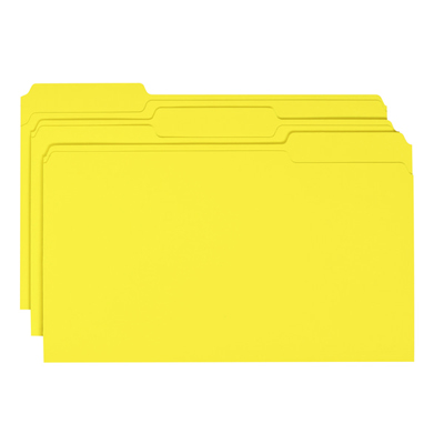 Smead 17934 LEGAL SIZE YELLOW File Folder, Reinforced 1/3-Cut Tab, Yellow, Total of 500