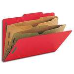 Smead Pressboard Classification File Folder with Wallet Divider and SafeSHIELD Fasteners, 2 Dividers, Legal Size, Bright Red (19082)
