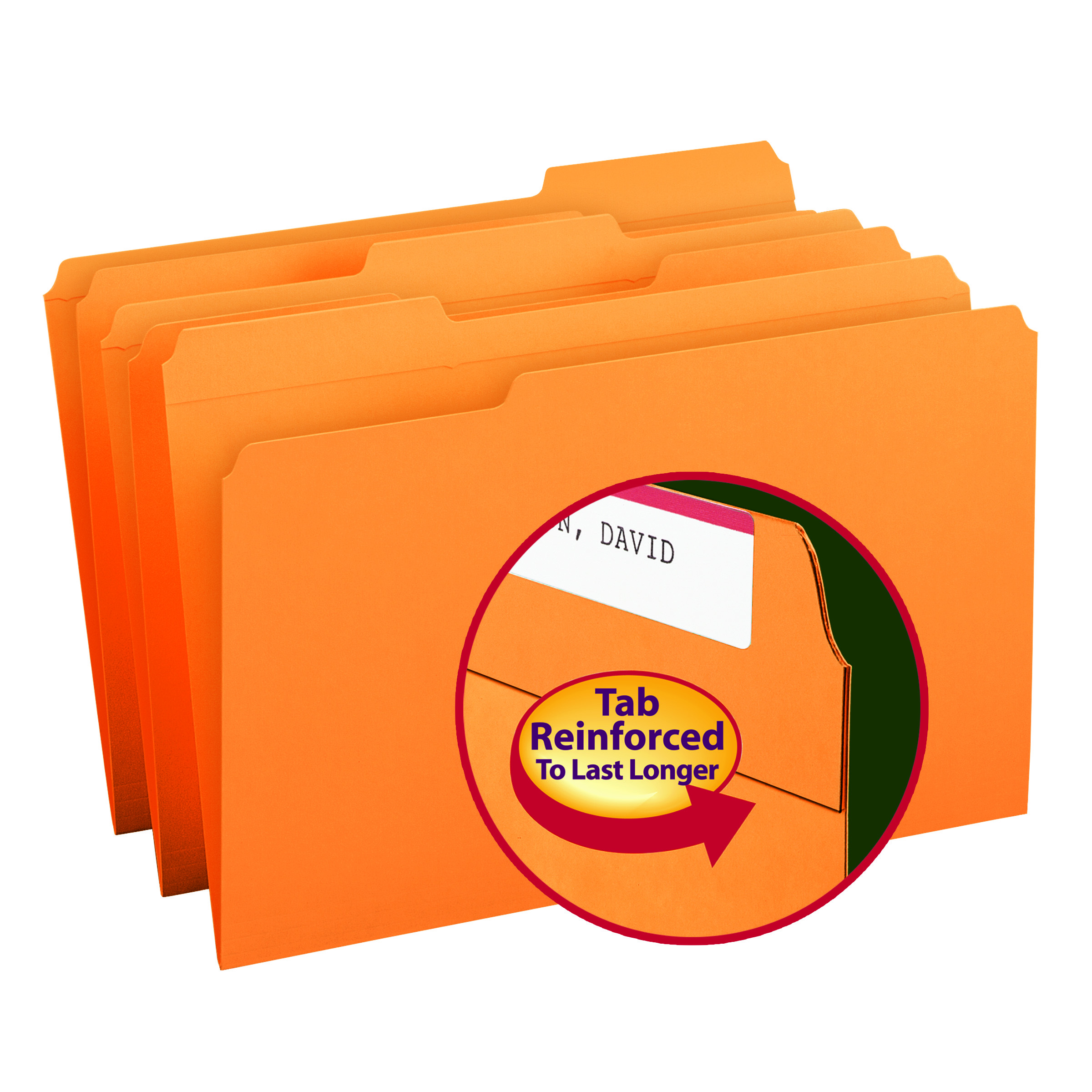 Smead File Folder, Reinforced 1/3-Cut Tab, Legal Size, Orange, 100 per Box (17534)