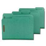 Smead 19938  Pressboard File Folder with SafeSHIELD Fasteners, 2 Fasteners, 1/3-Cut Tab, 2" Expansion, Legal Size, Green, 25 per Box (19938)