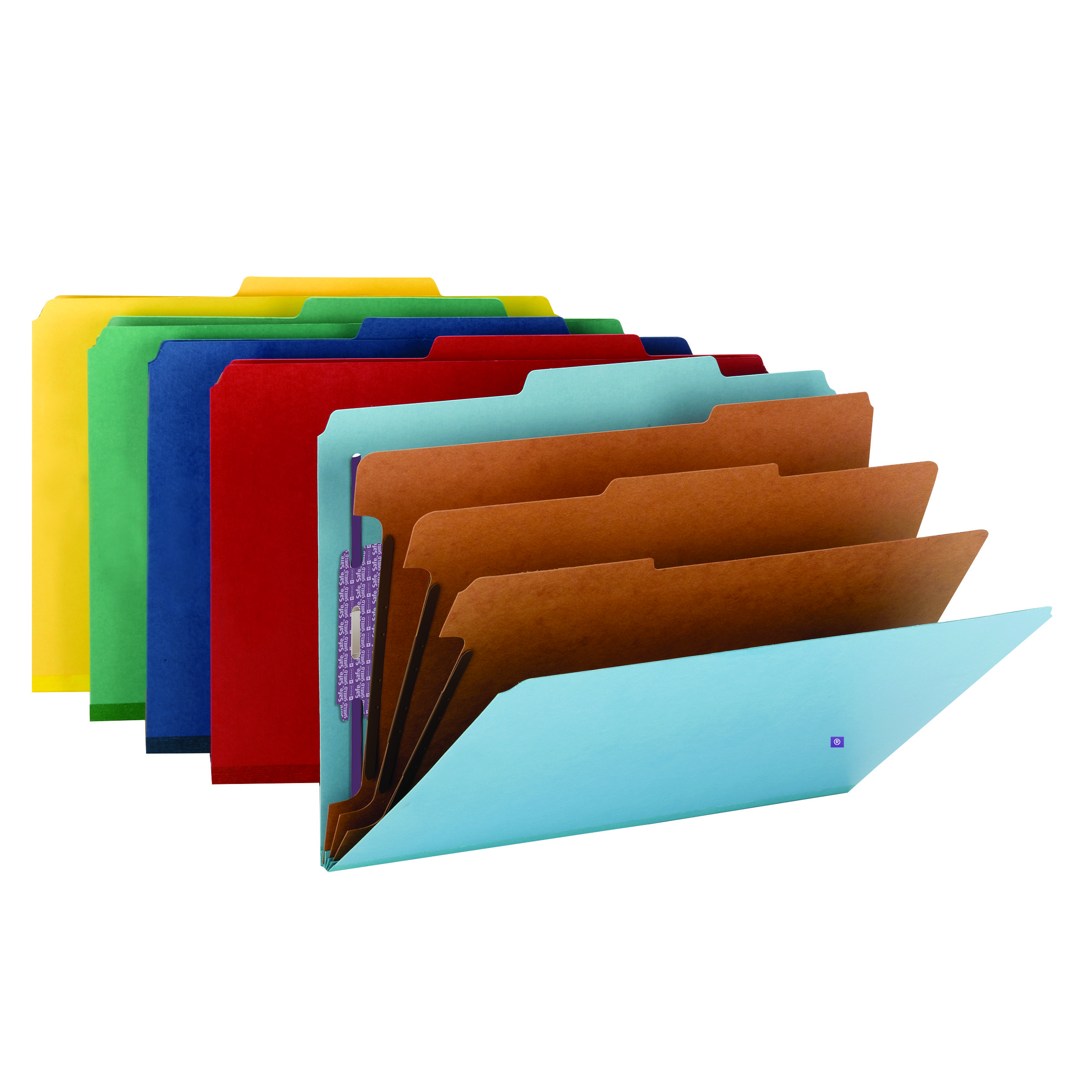 Smead 19094  Pressboard Classification File Folder with SafeSHIELD Fasteners, 3 Dividers, 3" Expansion, Legal Size, Blue, 10 per Box (19094)