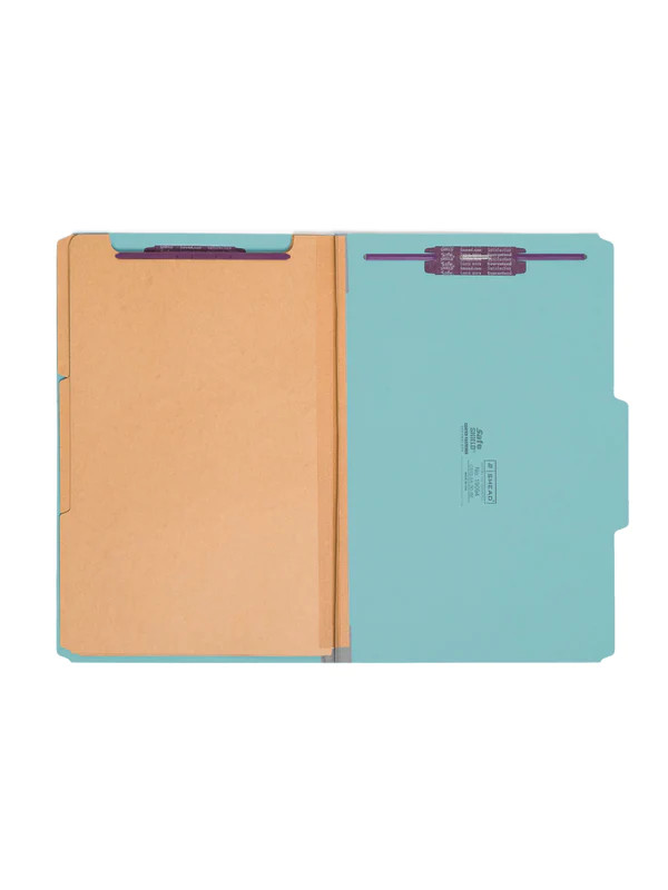Smead 19094  Pressboard Classification File Folder with SafeSHIELD Fasteners, 3 Dividers, 3" Expansion, Legal Size, Blue, 10 per Box (19094)