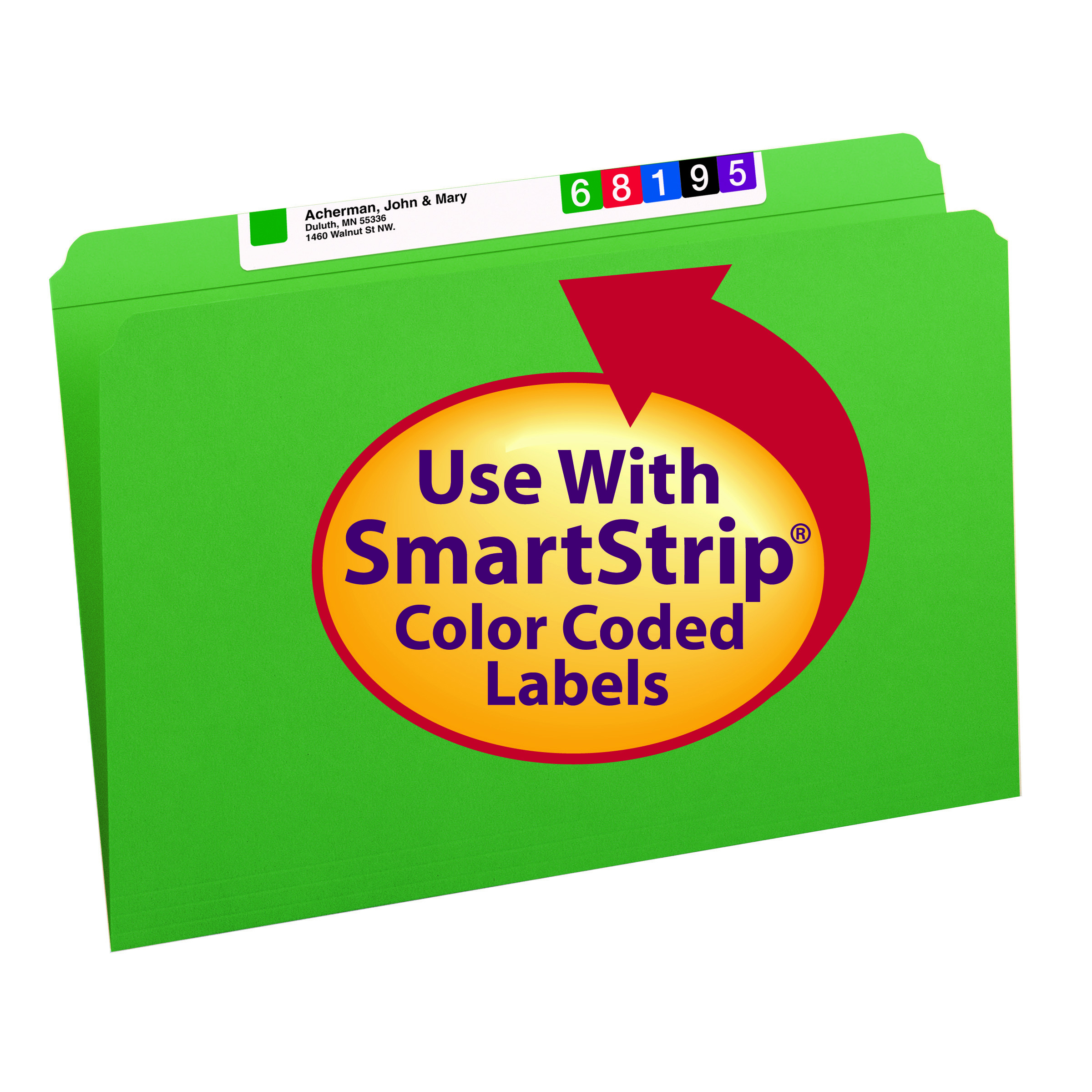 Smead 17110  File Folder, Reinforced Straight-Cut Tab, Legal Size, Green, 100 per Box (17110)