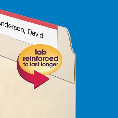Smead 14538 Top Tab with 2 Embedded Fasteners in Positions 1 & 3, Reinforced 1/3-Cut Tab in Right Position Only, Letter Size, Manila - 50/Box