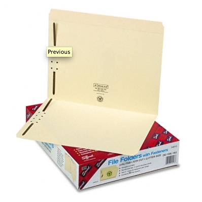 Smead 14513  Fastener File Folder, 2 Fasteners in Positions 1 & 3, Reinforced Straight-Cut Tab, Letter Size, 11 Pt. Manila (14513) - Carton of 250