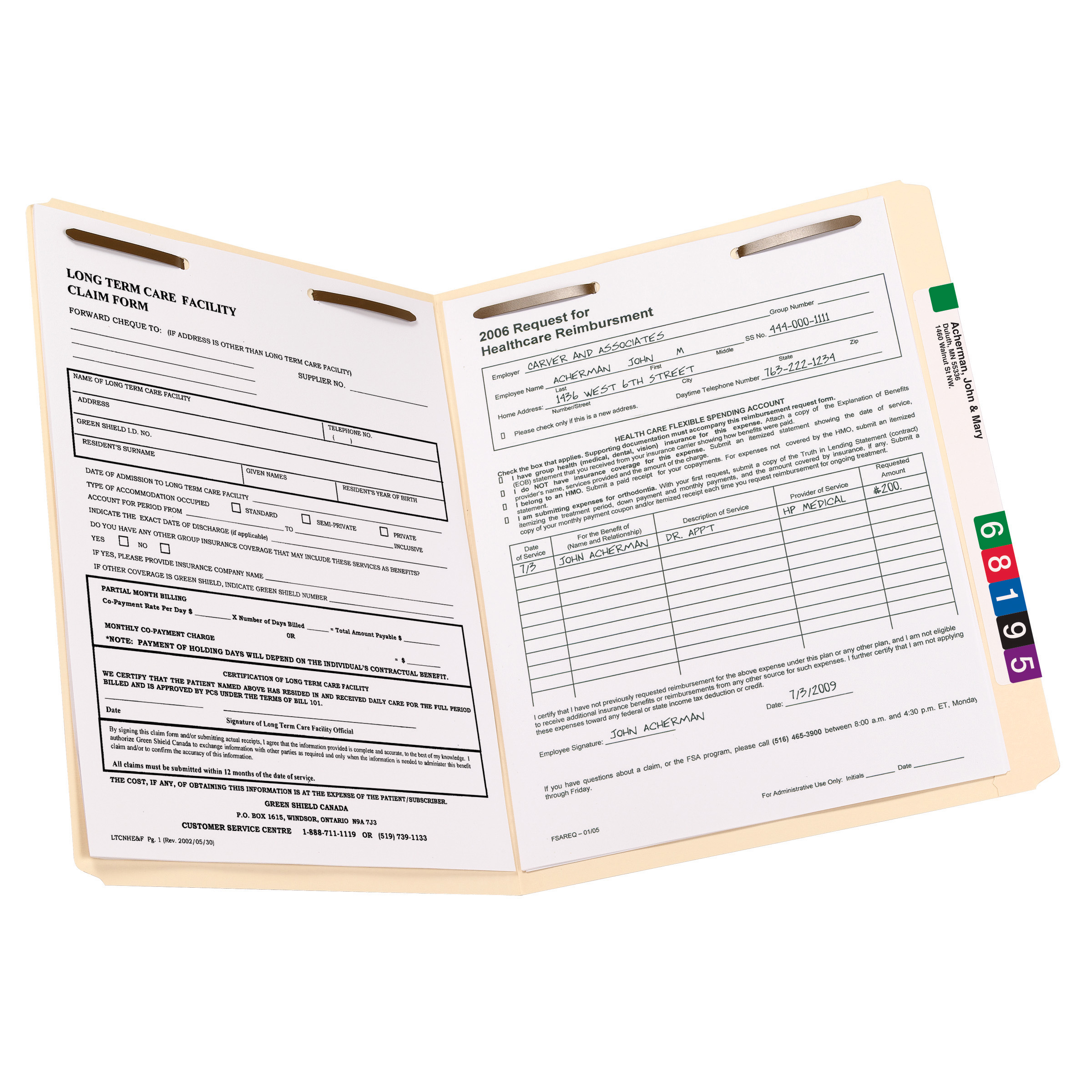 Smead 14513  Fastener File Folder, 2 Fasteners in Positions 1 & 3, Reinforced Straight-Cut Tab, Letter Size, 11 Pt. Manila (14513) - Carton of 250