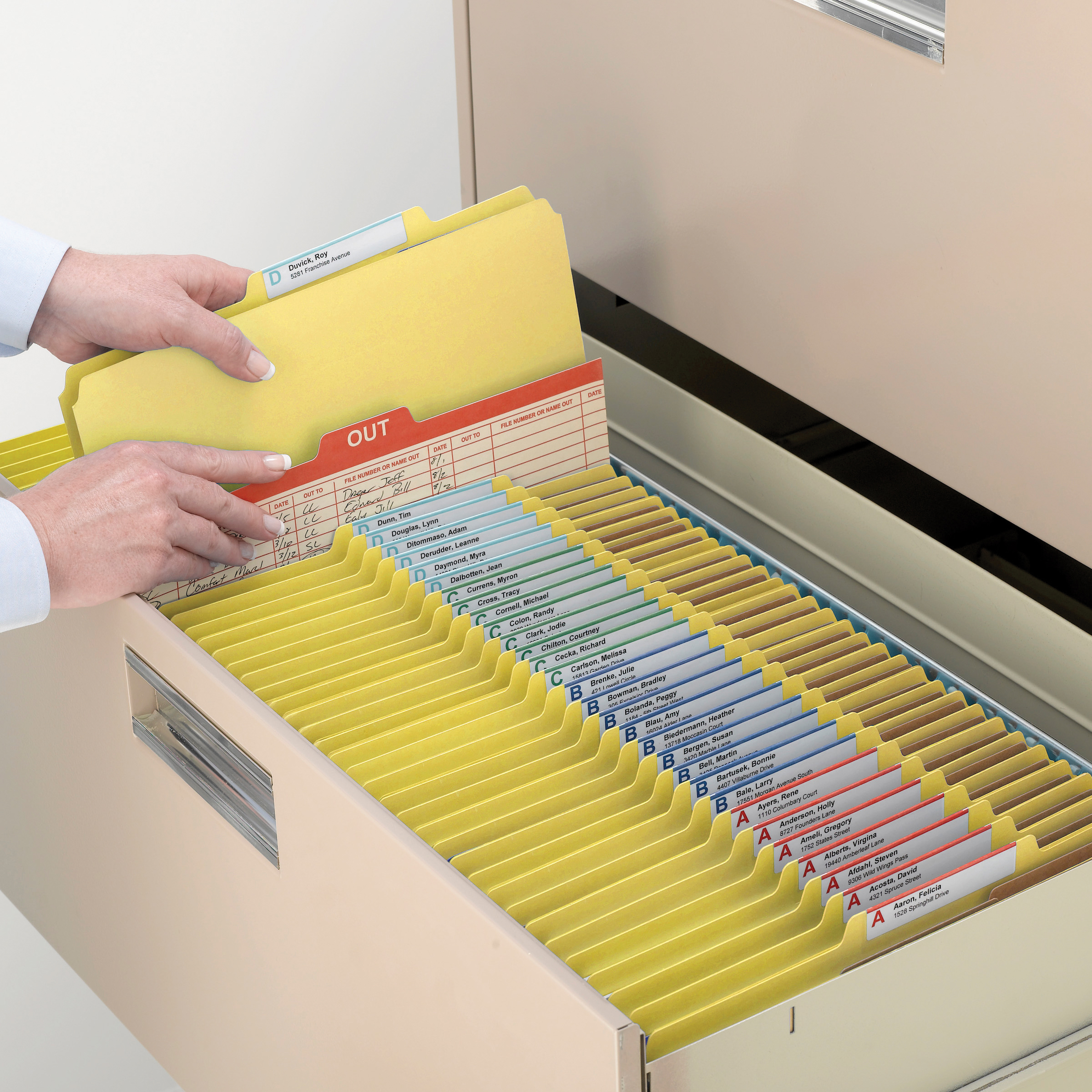 Smead 14098  Pressboard Classification File Folder with SafeSHIELD Fasteners, 3 Dividers, 3" Expansion, Letter Size, Yellow (14098)