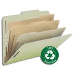 Smead 100% Recycled Pressboard Classification File Folder, 3 Dividers, 3" Expansion, Letter Size, Gray/Green (14093)