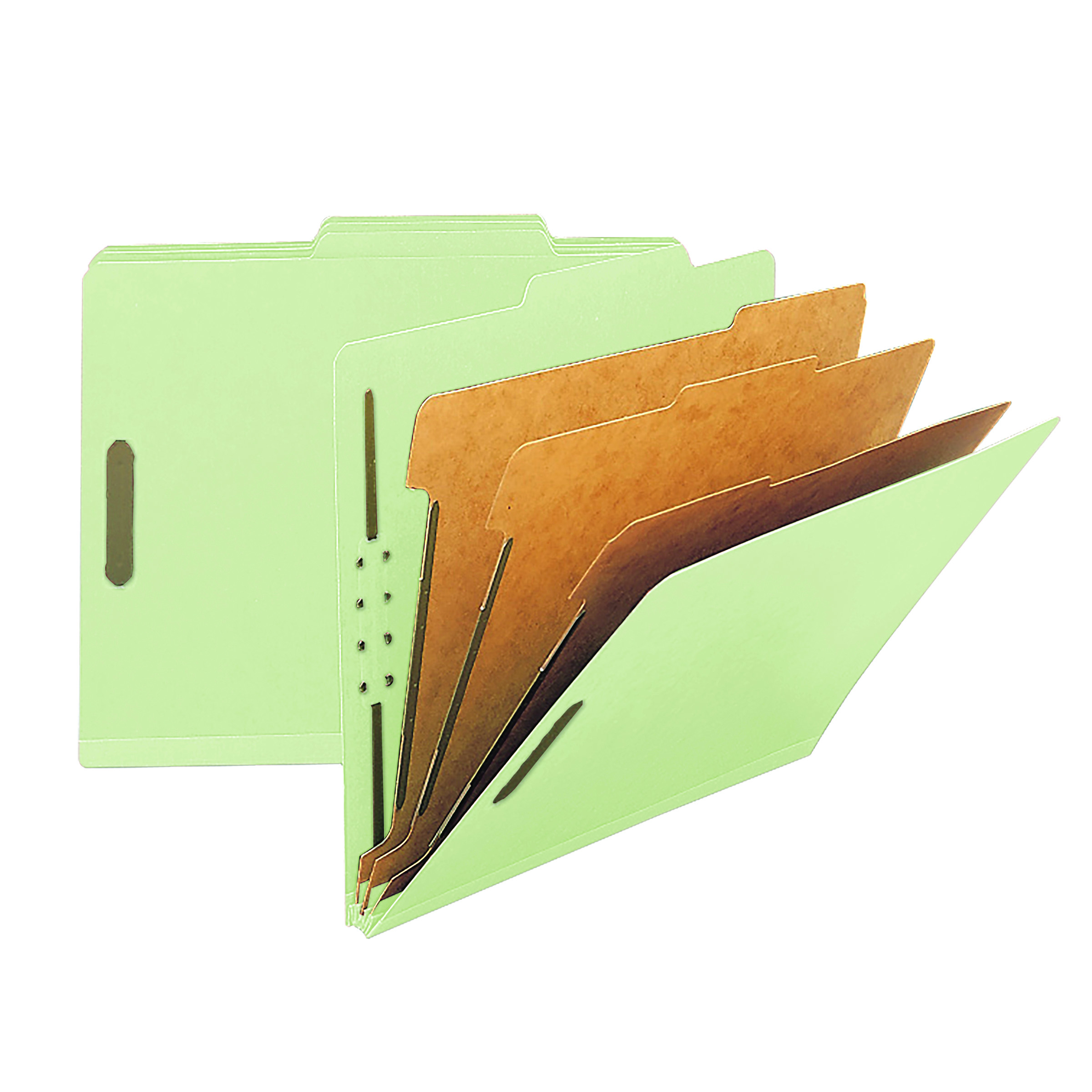 Smead 14093  100% Recycled Pressboard Classification File Folder, 3 Dividers, 3" Expansion, Letter Size, Gray/Green (14093)