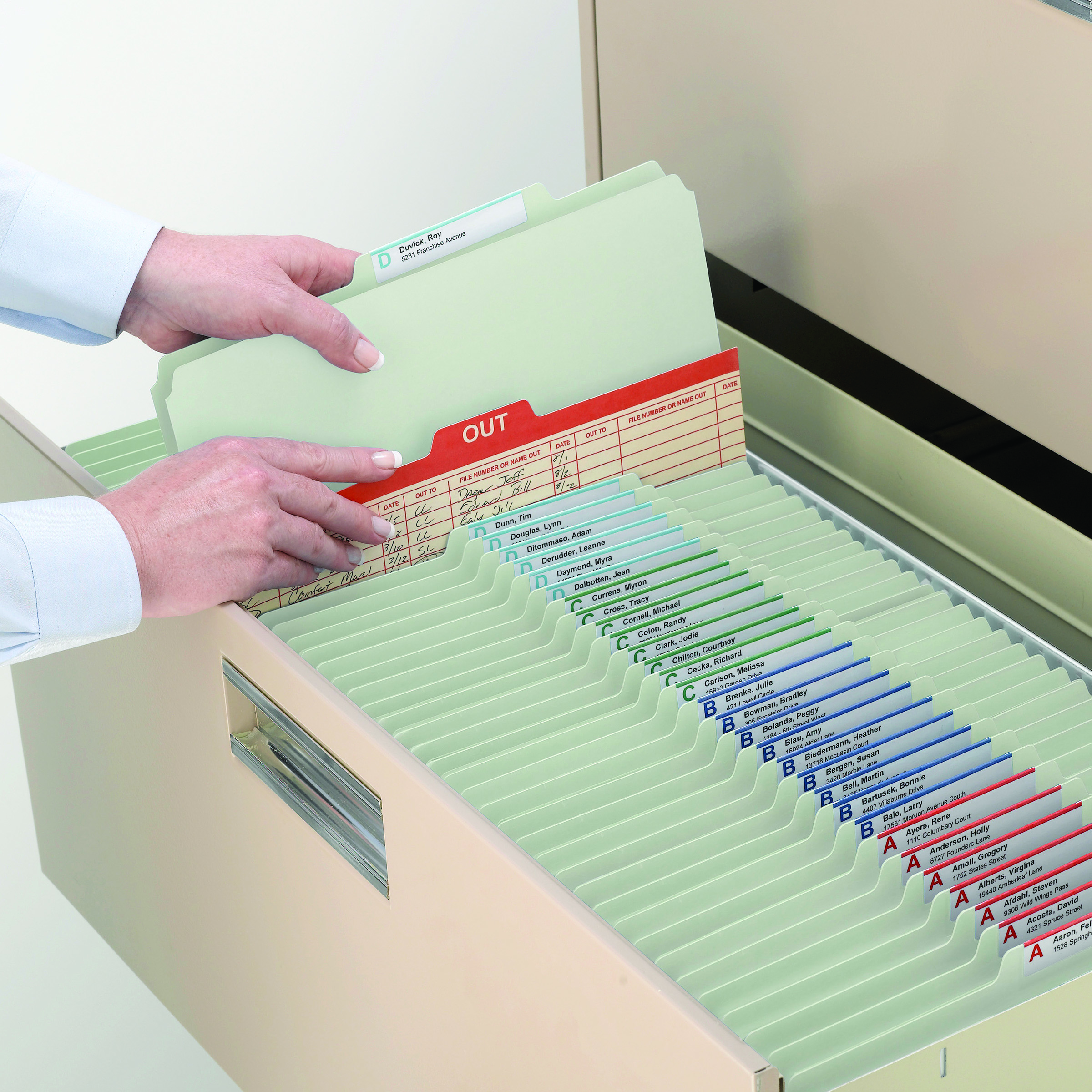 Smead 14093  100% Recycled Pressboard Classification File Folder, 3 Dividers, 3" Expansion, Letter Size, Gray/Green (14093)