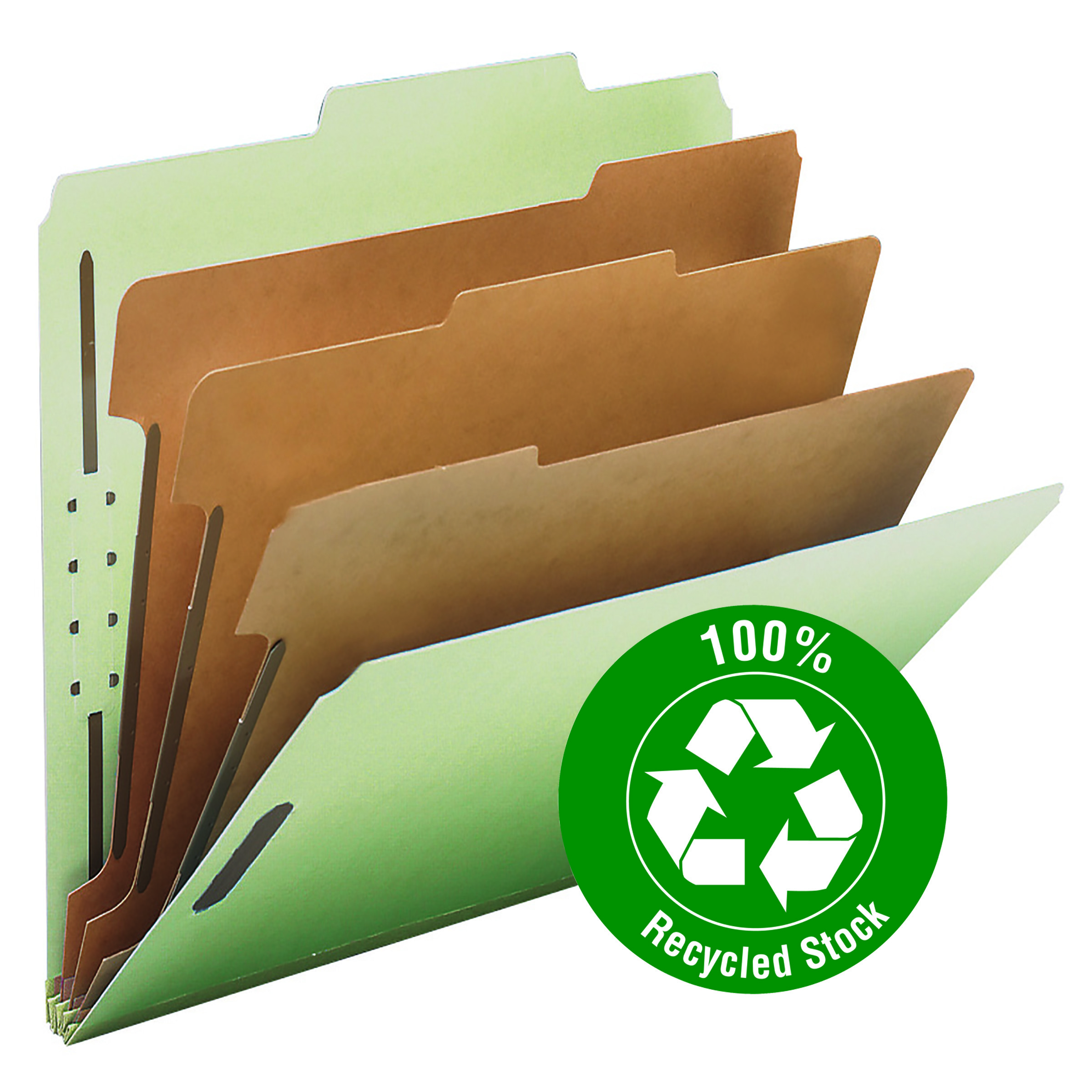 Smead 14093  100% Recycled Pressboard Classification File Folder, 3 Dividers, 3" Expansion, Letter Size, Gray/Green (14093)