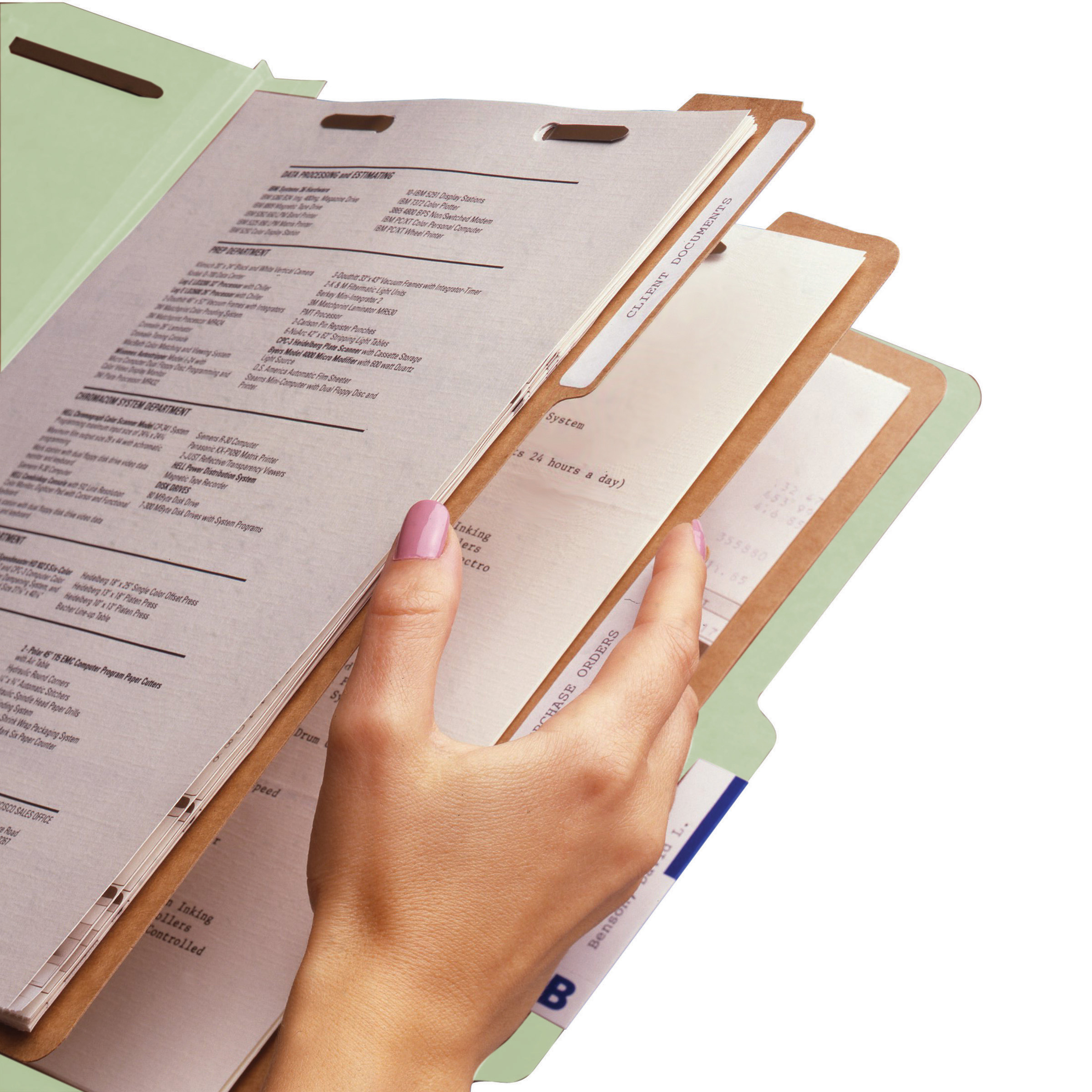 Smead 14093  100% Recycled Pressboard Classification File Folder, 3 Dividers, 3" Expansion, Letter Size, Gray/Green (14093)