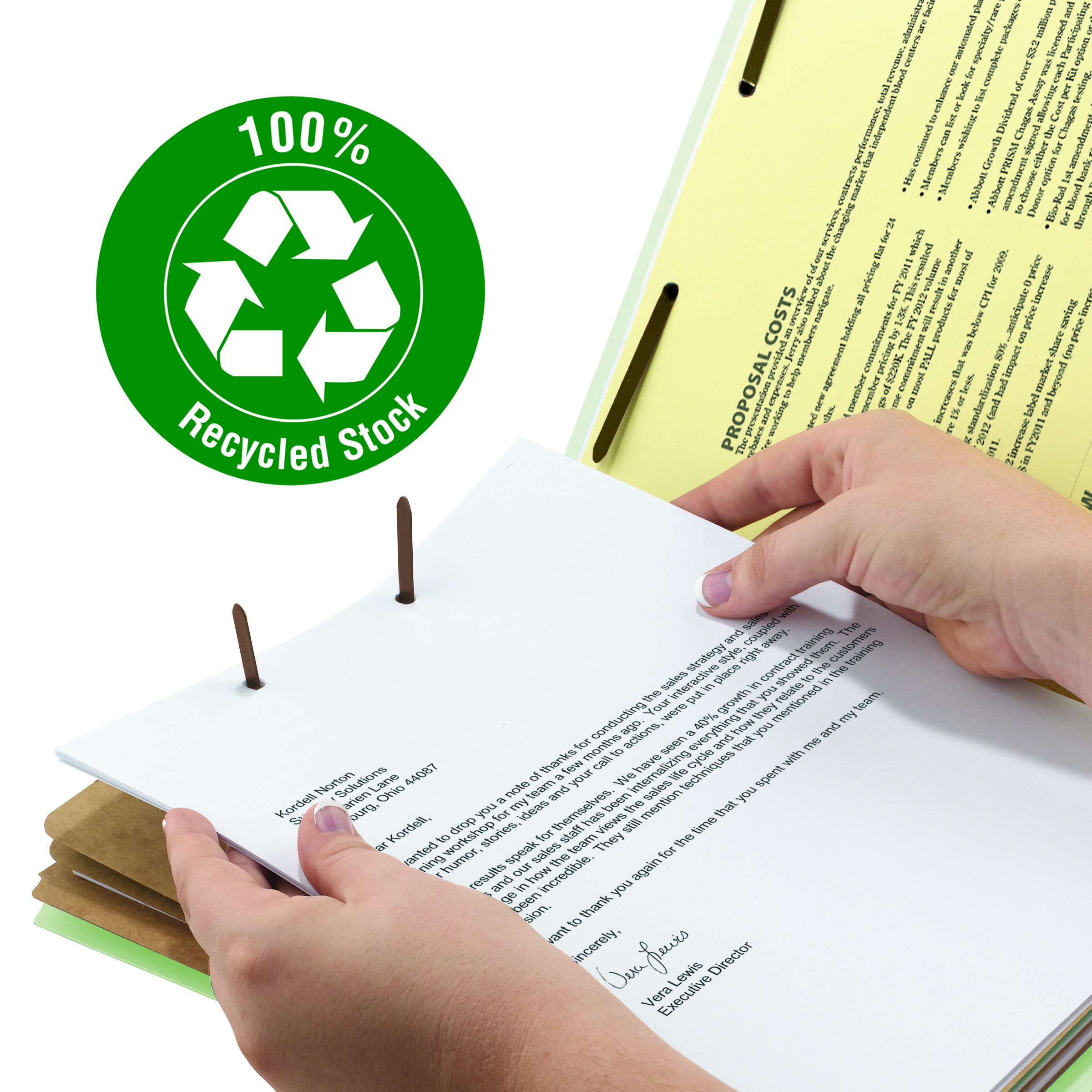 Smead 14093  100% Recycled Pressboard Classification File Folder, 3 Dividers, 3" Expansion, Letter Size, Gray/Green (14093)