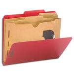 Smead 14082  Pressboard Classification Folder with Pocket Divider and SafeSHIELD Fasteners, 2 Dividers, 2" Expansion, Bright Red (14082)