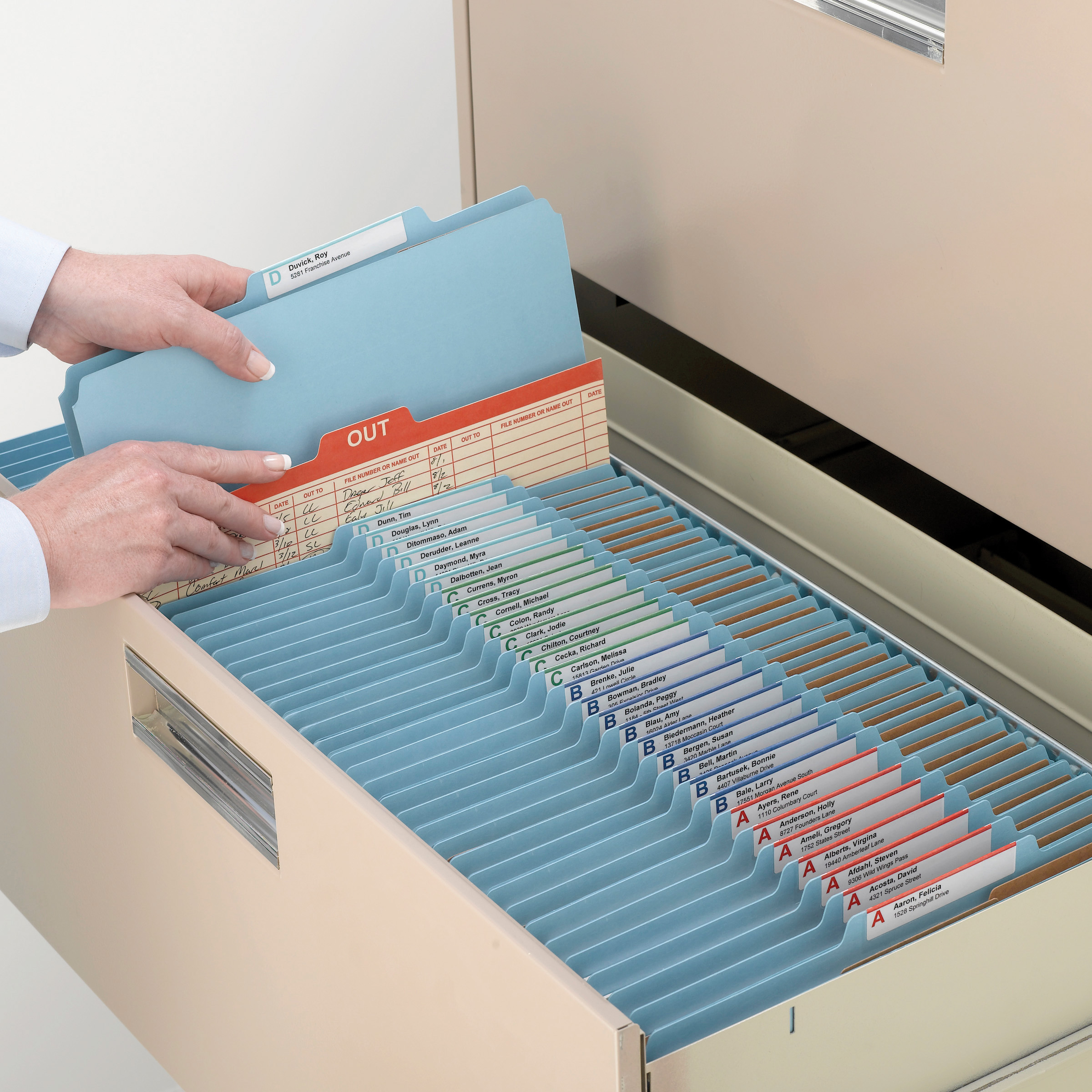 Smead 14081  Pressboard Classification Folder with Pocket Divider and SafeSHIELD Fasteners, 2 Dividers, 2" Expansion, Letter Size, Blue (14081)