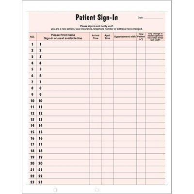 Privacy Sign-In Sheets - HIPAA Approved - Pink - 250/pkg