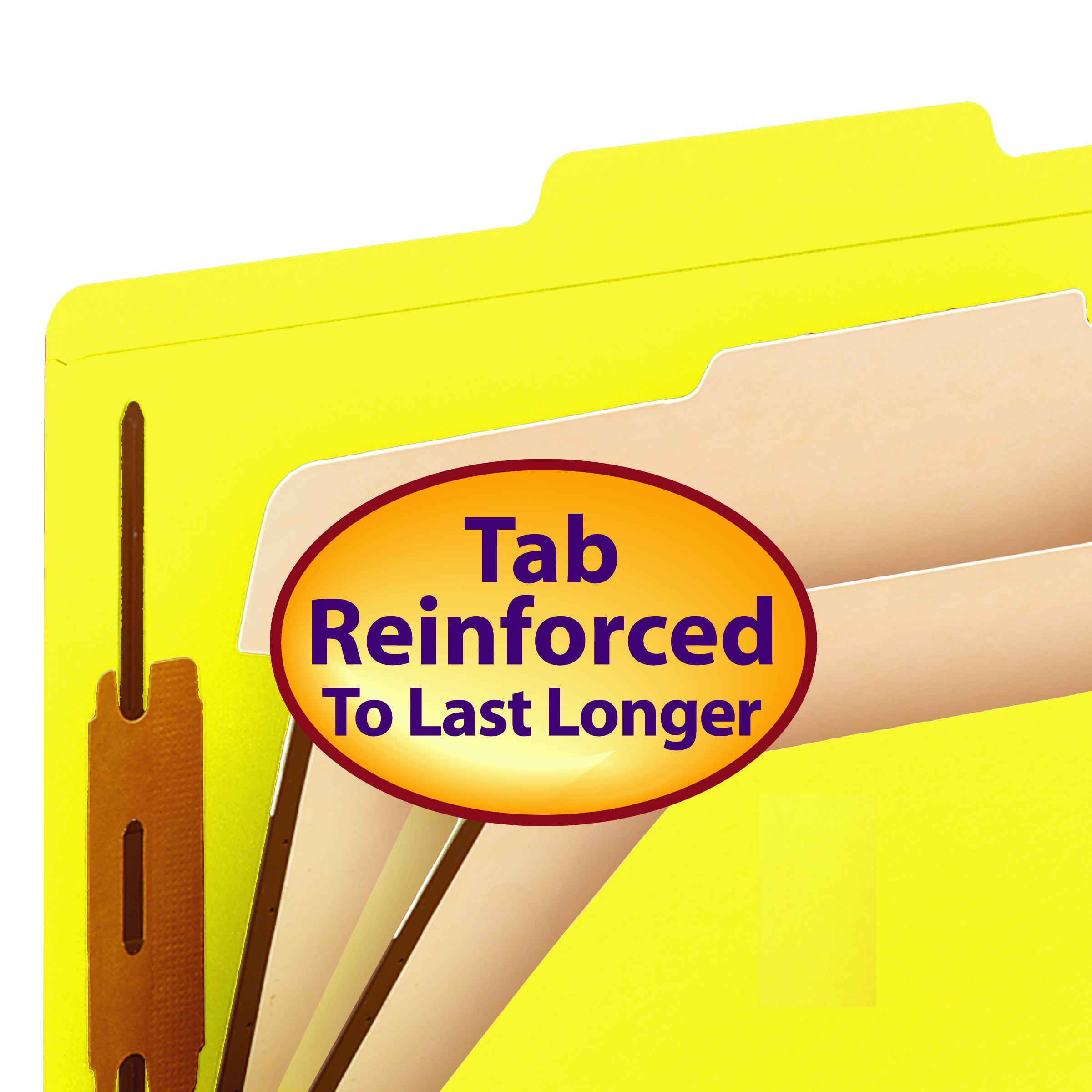 Smead Classification File Folder - Heavyweight 14 Pt. Paper -Reinforced 2/5-Cut Tab, 2 Dividers, 2" Expansion, Letter Size, Yellow - 50/Carton