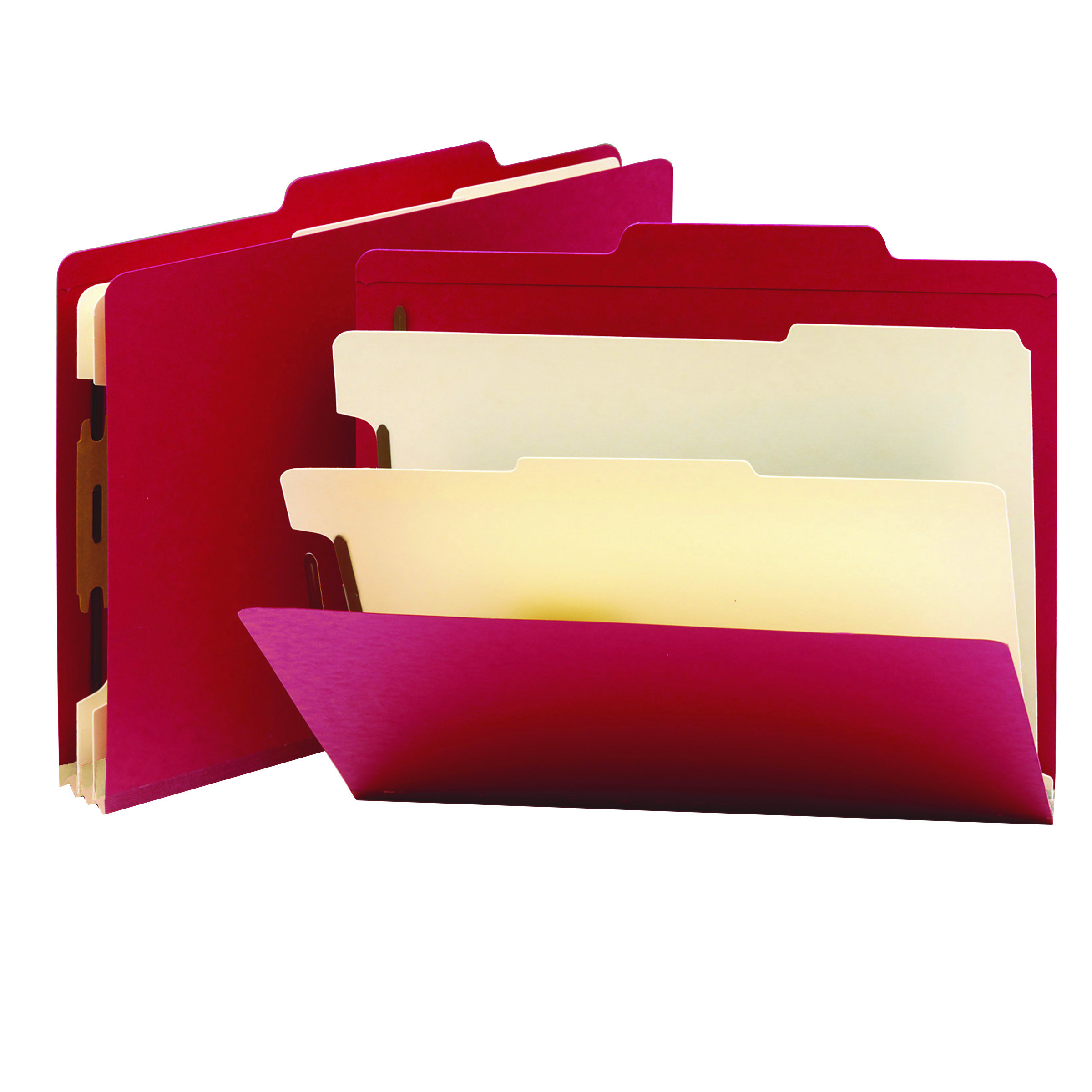 Smead 14003  Classification File Folder, 2 Divider, 2" Expansion, Letter Size, Red, Total of 50