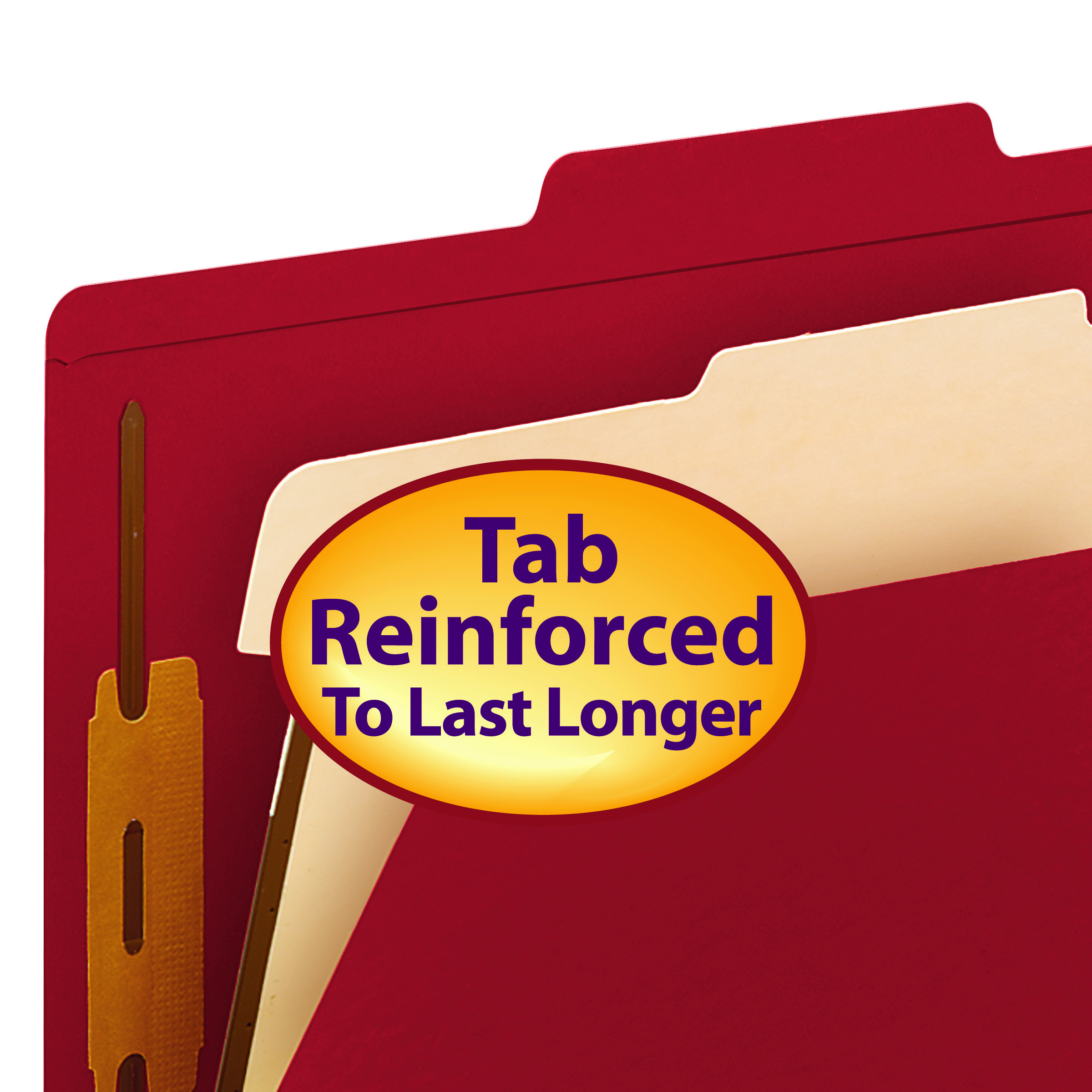 Smead 14003  Classification File Folder, 2 Divider, 2" Expansion, Letter Size, Red, Total of 50