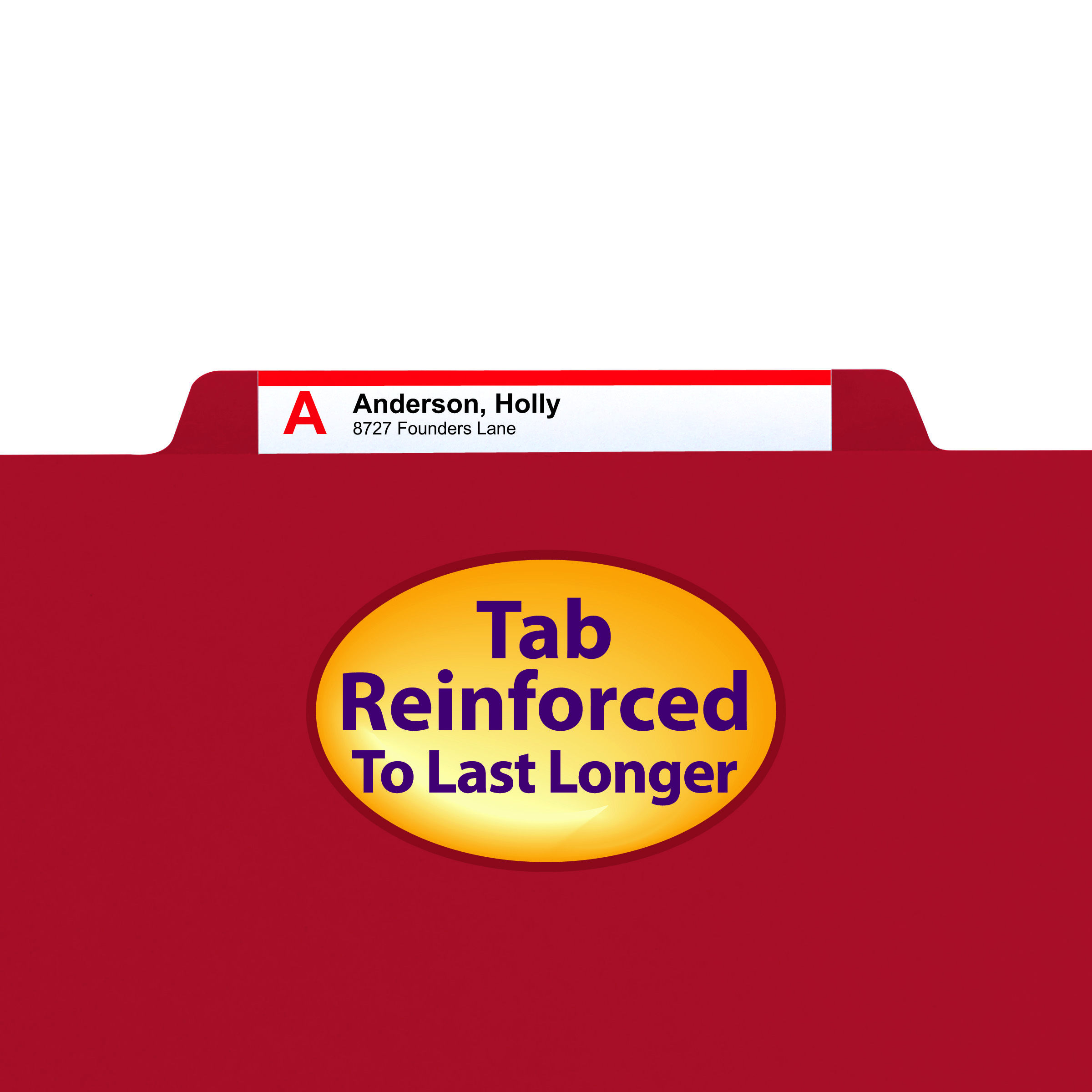 Smead 14003  Classification File Folder, 2 Divider, 2" Expansion, Letter Size, Red, Total of 50