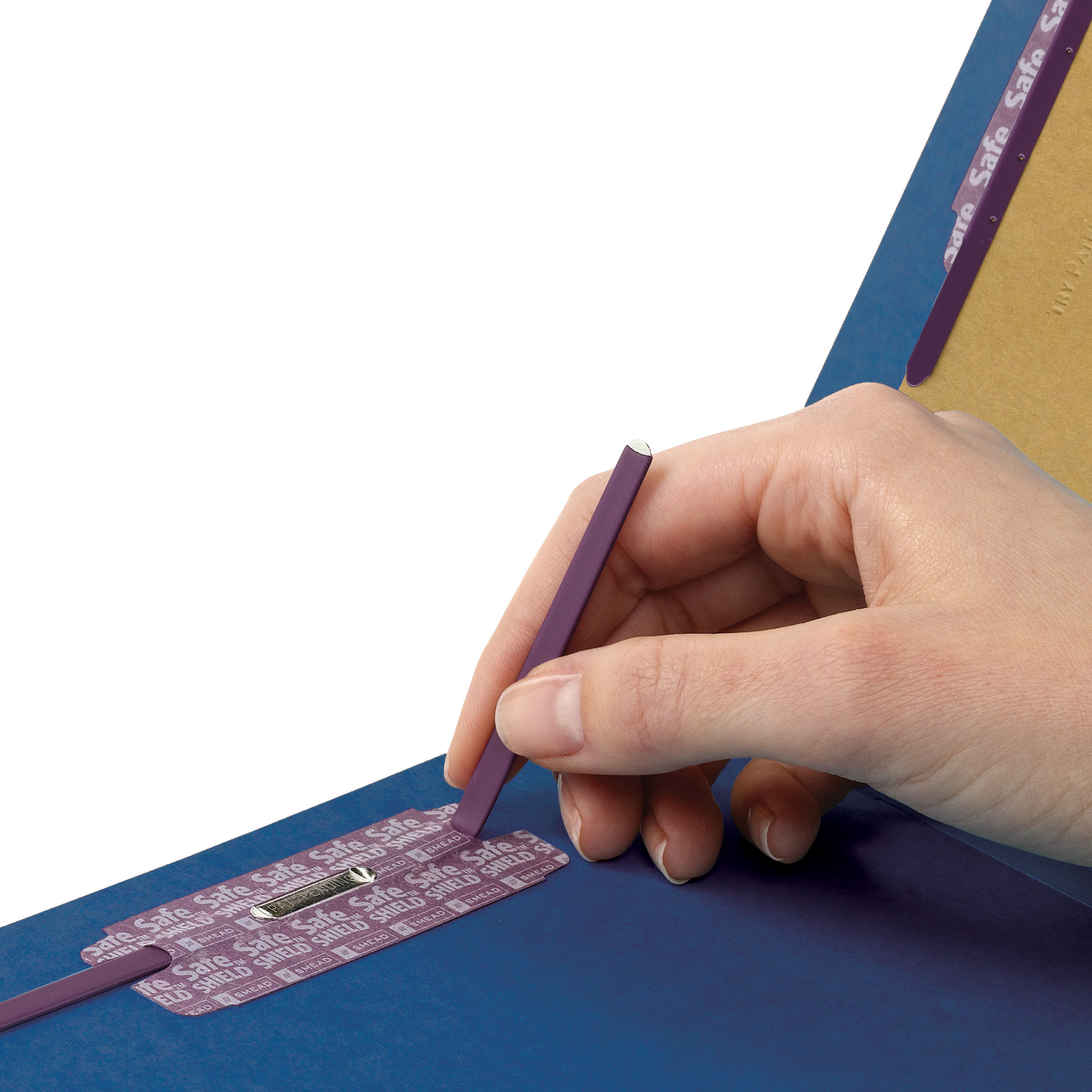 Smead 13732  Pressboard Classification File Folder with SafeSHIELD Fasteners, 1 Divider, 2" Expansion, Letter Size, Dark Blue, 10 per Box (13732)