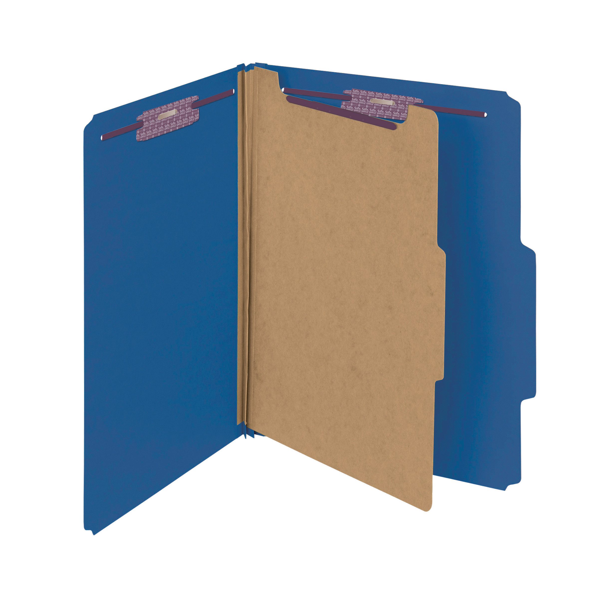 Smead 13732  Pressboard Classification File Folder with SafeSHIELD Fasteners, 1 Divider, 2" Expansion, Letter Size, Dark Blue, 10 per Box (13732)