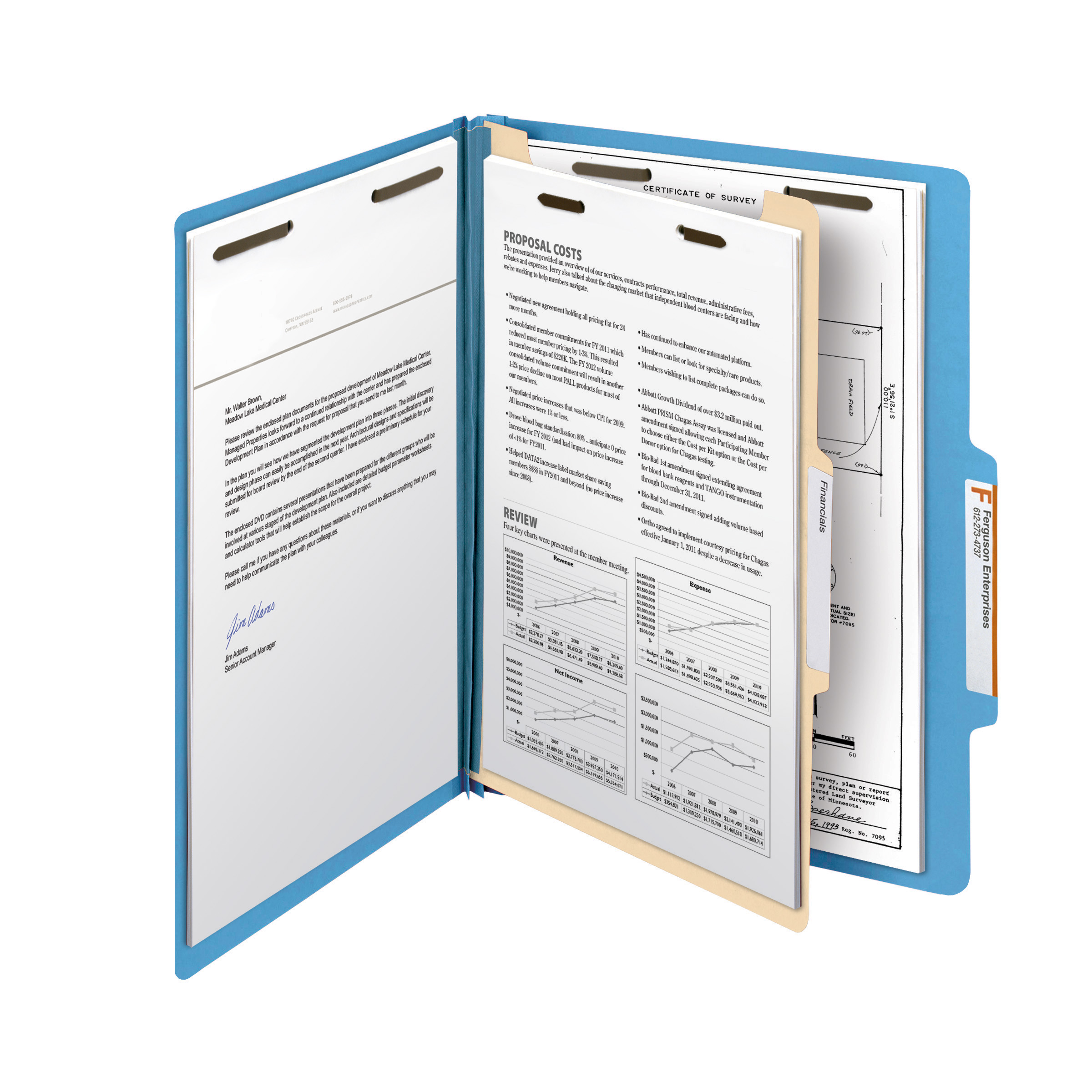 Smead 13701  Classification File Folder, 1 Divider, 2" Expansion, Letter Size, Blue, Total of 50