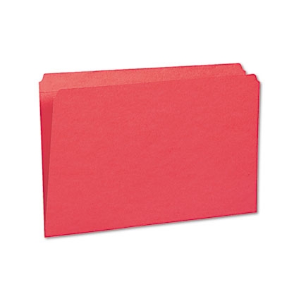 Smead Top Tab Fastener File Folder, Legal Size, 11 Point Red Colored Stock, Straight Cut Tab, 100/Box