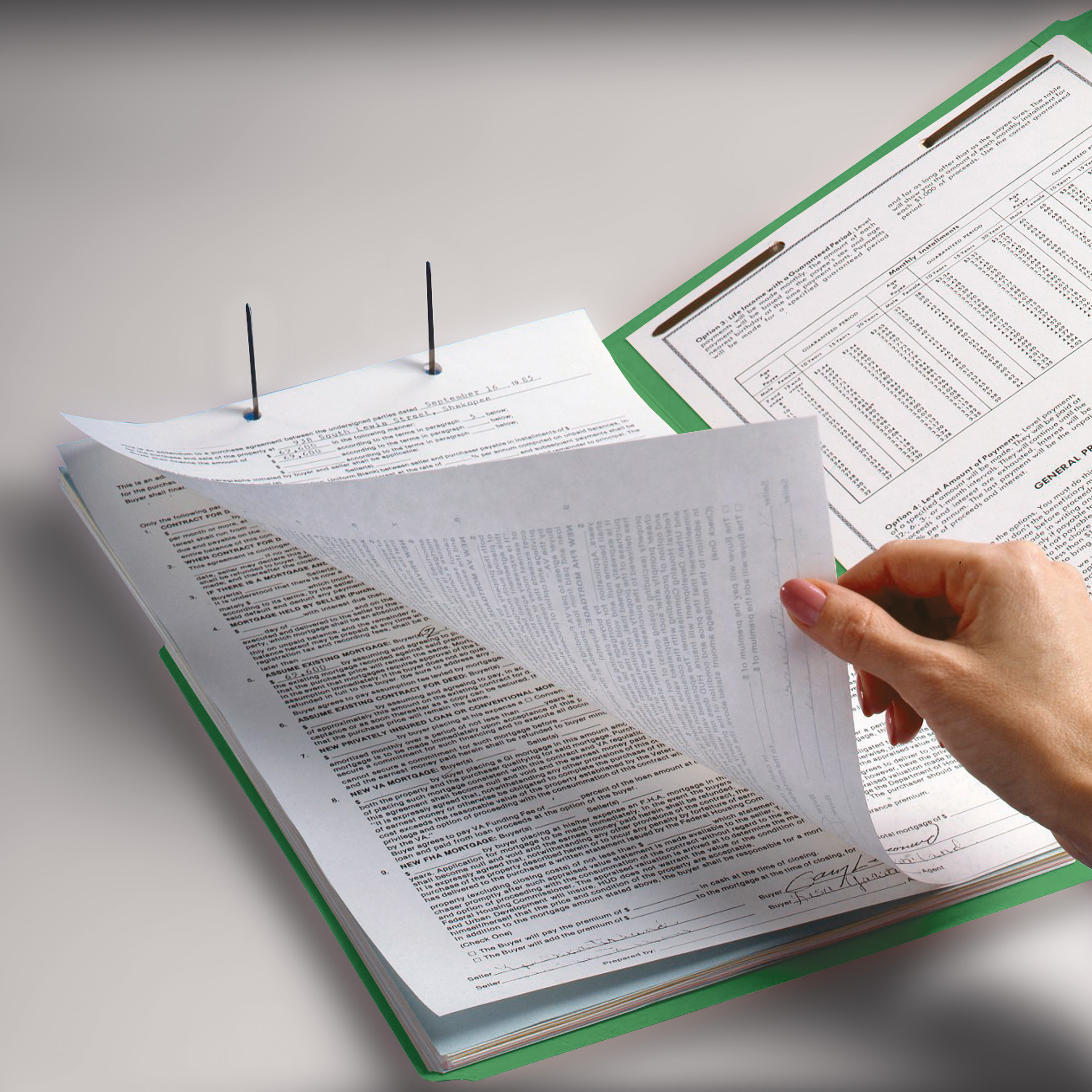 Smead 12140  Fastener File Folder, 2 Fasteners, Reinforced 1/3-Cut Tab, Letter Size, Green,  Total of 250