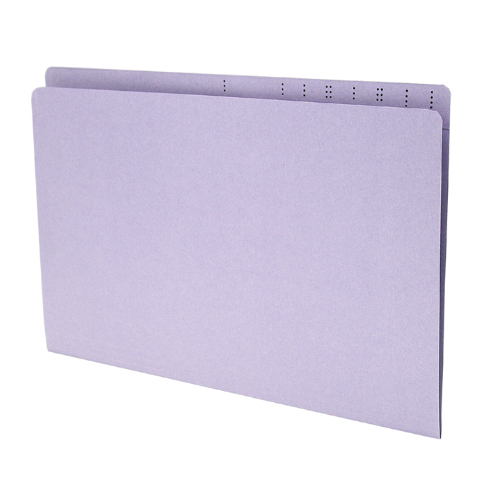 Lavender Top Tab File Folder With Fastener in Position 1 - Legal Size -  11 pt -  Reinforced Straight Cut Top Tab with Printed Label Marks  - 50/Box