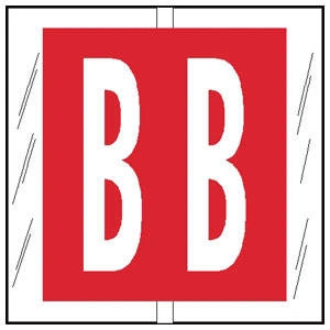 Tabbies Alphabetic Labels - 12100 Series (Rolls) "B"- Red - 1-1/2"H x 1-1/2"W -500/Roll