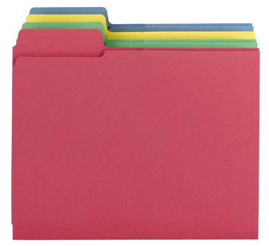 Smead 11905  3-in-1 SuperTab Section Folder, 1/3-Cut Oversized Tab, Letter Size, Assorted Colors, Carton of 120