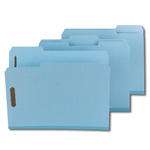 Smead Pressboard File Folder with SafeSHIELD Fasteners, 2 Fasteners, 1/3-Cut Tab, 2" Expansion, Legal Size, Blue, 25 per Box (19937)