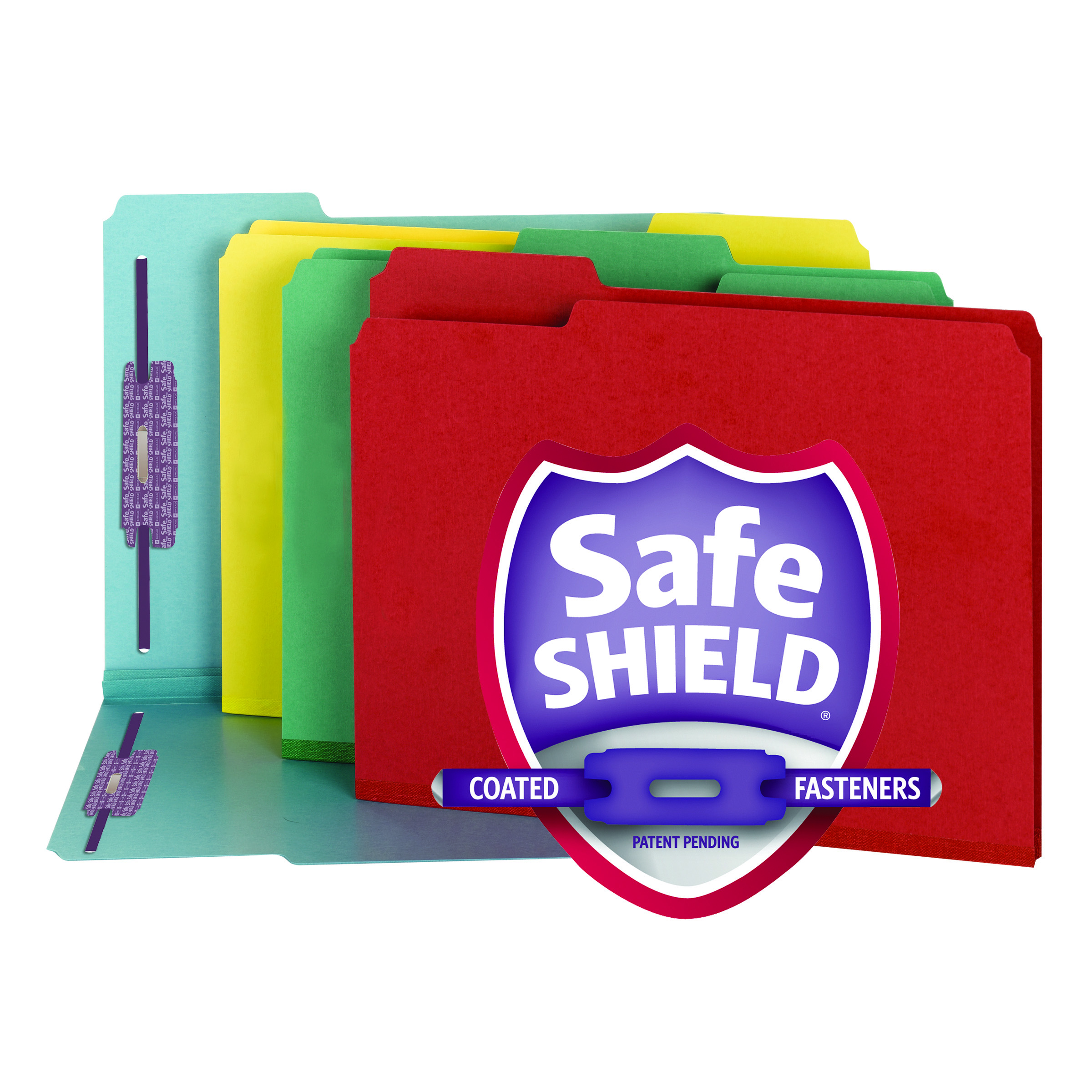 Smead 19937  Pressboard File Folder with SafeSHIELD Fasteners, 2 Fasteners, 1/3-Cut Tab, 2" Expansion, Legal Size, Blue, 25 per Box (19937)