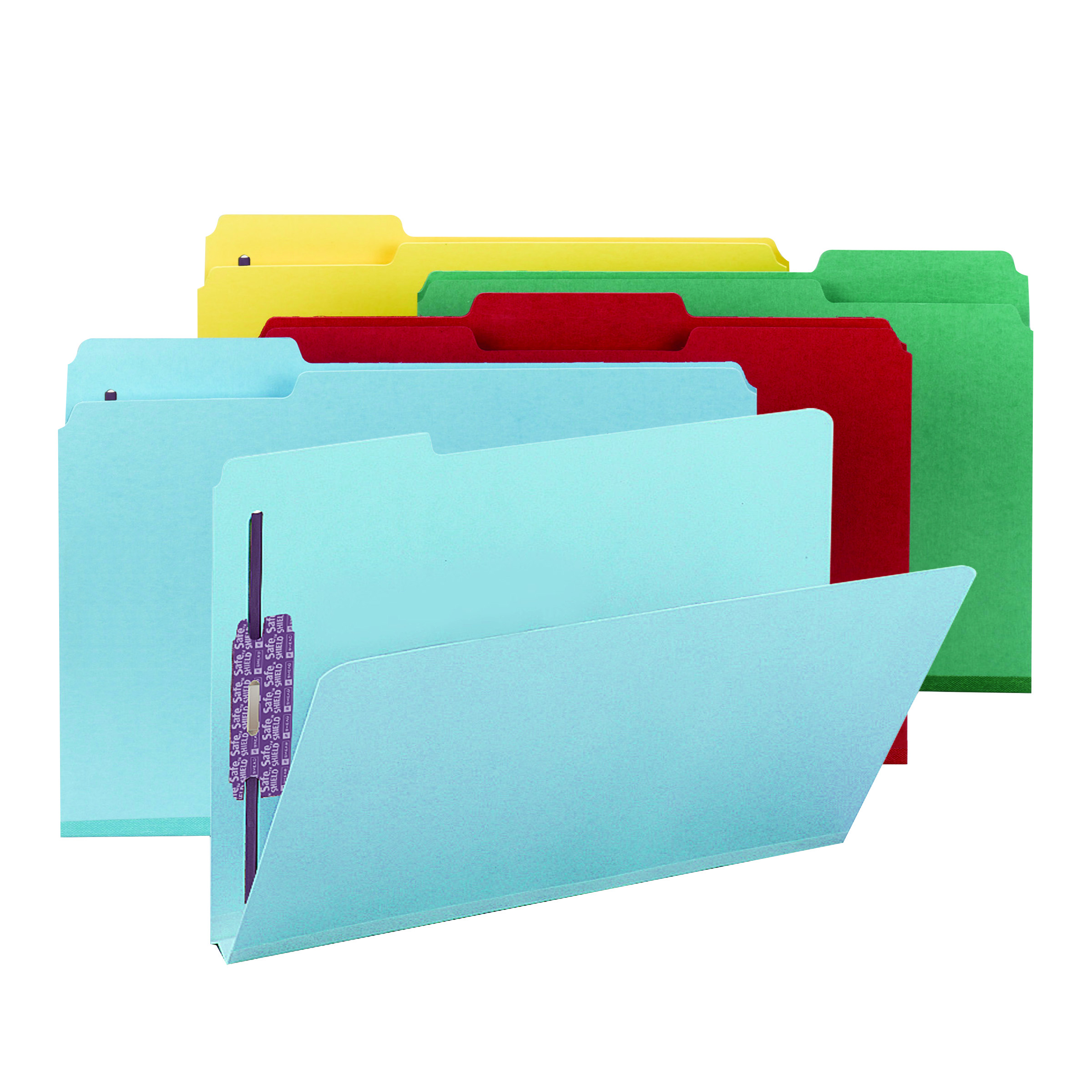 Smead 19937  Pressboard File Folder with SafeSHIELD Fasteners, 2 Fasteners, 1/3-Cut Tab, 2" Expansion, Legal Size, Blue, 25 per Box (19937)