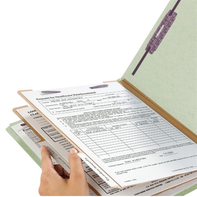 Smead 29800  End Tab Pressboard Classification Folder with SafeSHIELD Fasteners, 1 Divider, Legal, Gray/Green (29800) - Total of 50