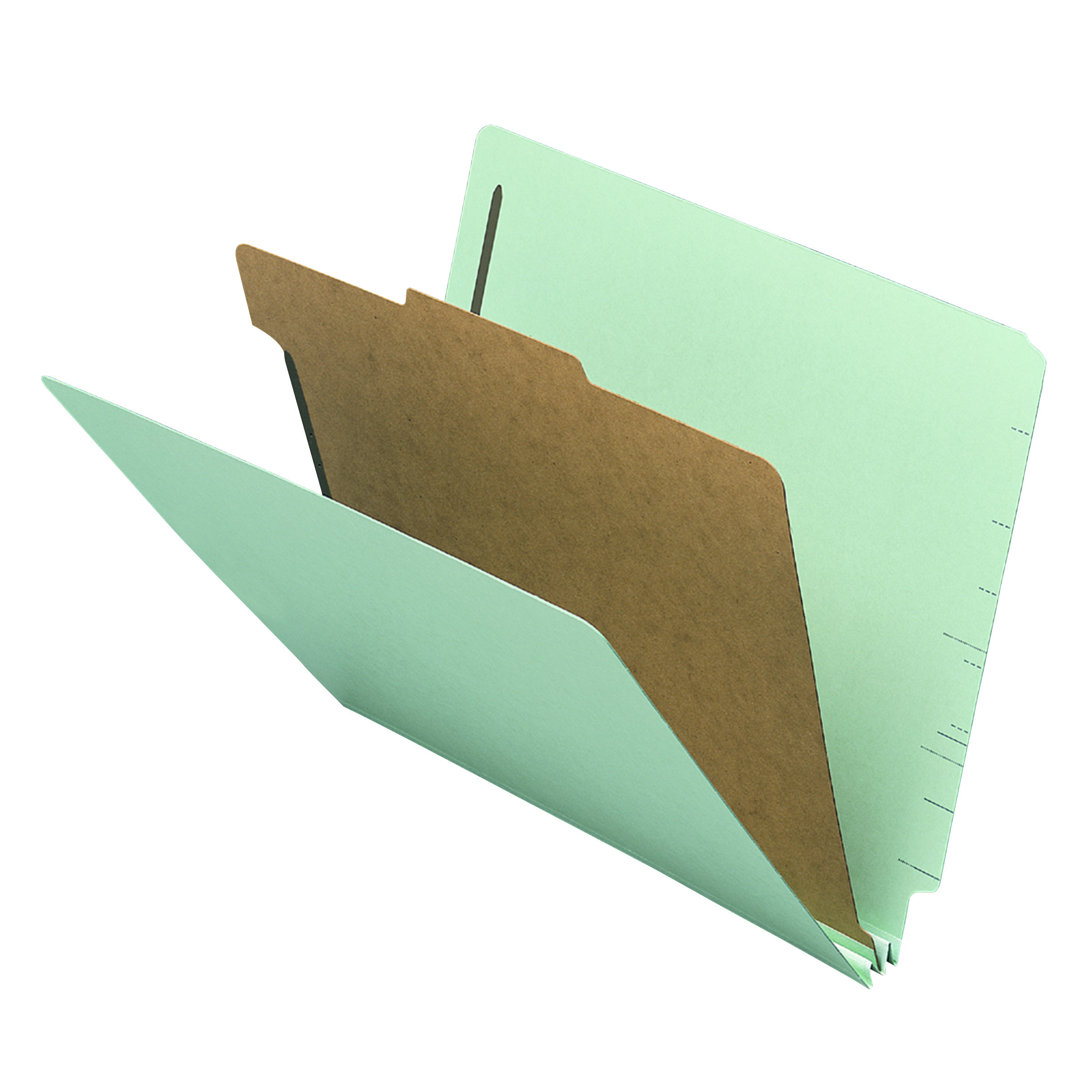 Smead 29800  End Tab Pressboard Classification Folder with SafeSHIELD Fasteners, 1 Divider, Legal, Gray/Green (29800) - Total of 50