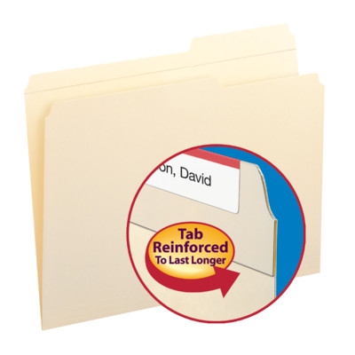 Smead 10386  File Folders, Reinforced 2/5-Cut Right Position Tab, Guide Height, Letter Size, Manila,  Total of 500