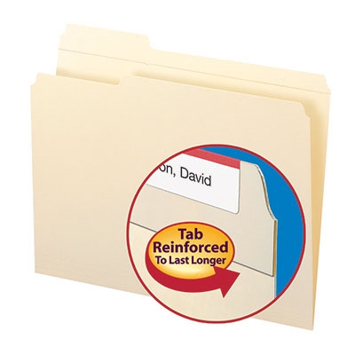Smead 10335 Top Tab File Folders, Reinforced 1/3-Cut Tab in Left Position Only, Letter Size, 11 Pt. Manila,  Total of 500