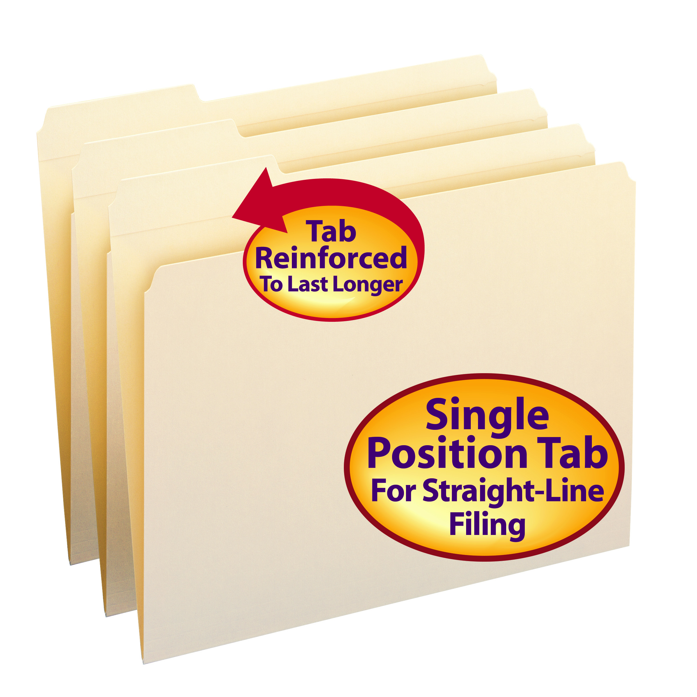 Smead 10335 Top Tab File Folders, Reinforced 1/3-Cut Tab in Left Position Only, Letter Size, 11 Pt. Manila,  Total of 500
