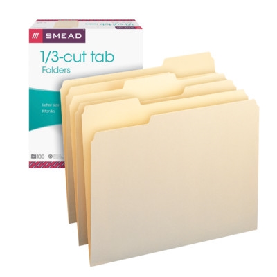 Smead 10330  Manila File Folder, 1/3-Cut Tab, Letter Size, Manila,  Total of 500