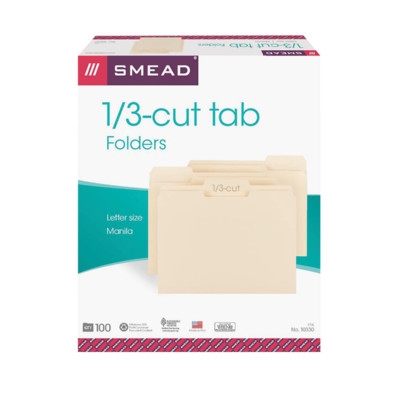 Smead 10330  Manila File Folder, 1/3-Cut Tab, Letter Size, Manila,  Total of 500