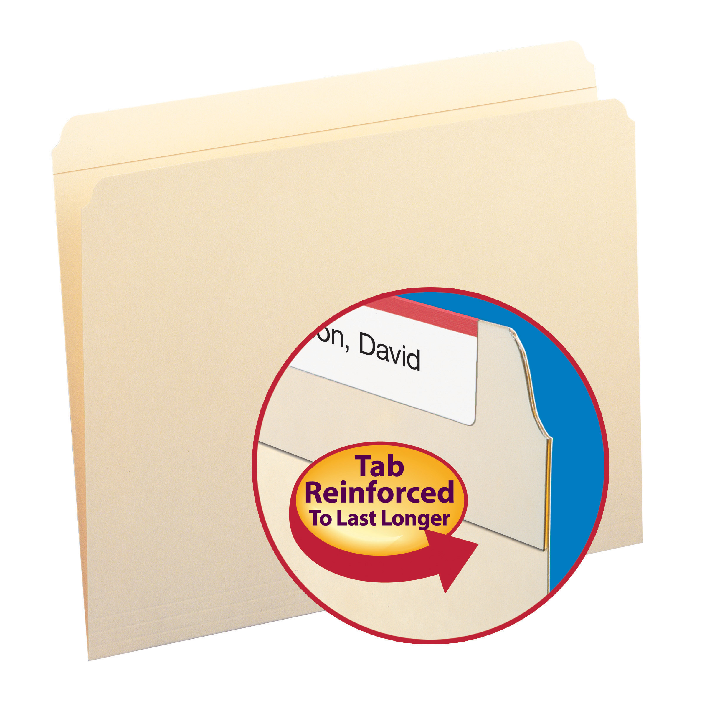Smead 10310  File Folder, Reinforced Straight-Cut Tab, Letter Size, 11 Pt. Manila,  Carton of 500