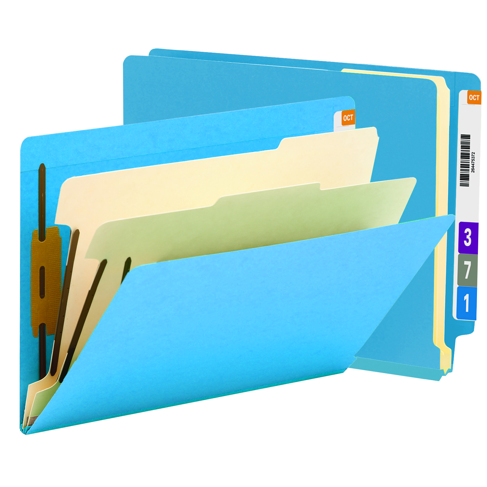 Smead 26836  End Tab Classification File Folder, 2 Divider, 2" Expansion, Letter Size, Blue,  Total of 50