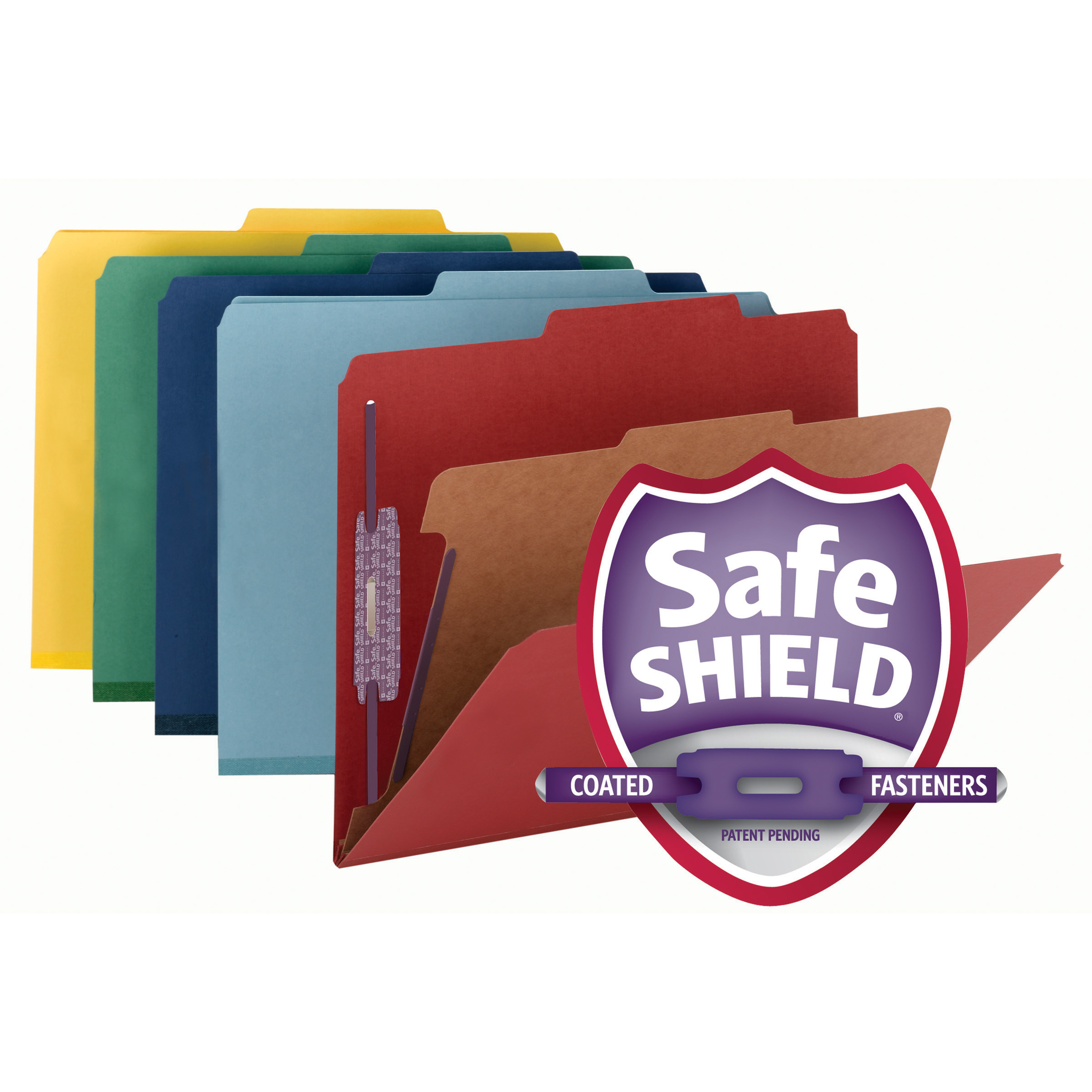 Smead 13733  Pressboard Classification File Folder with SafeSHIELD Fasteners, 1 Divider, 2" Expansion, Letter Size, Green, 10 per Box (13733)