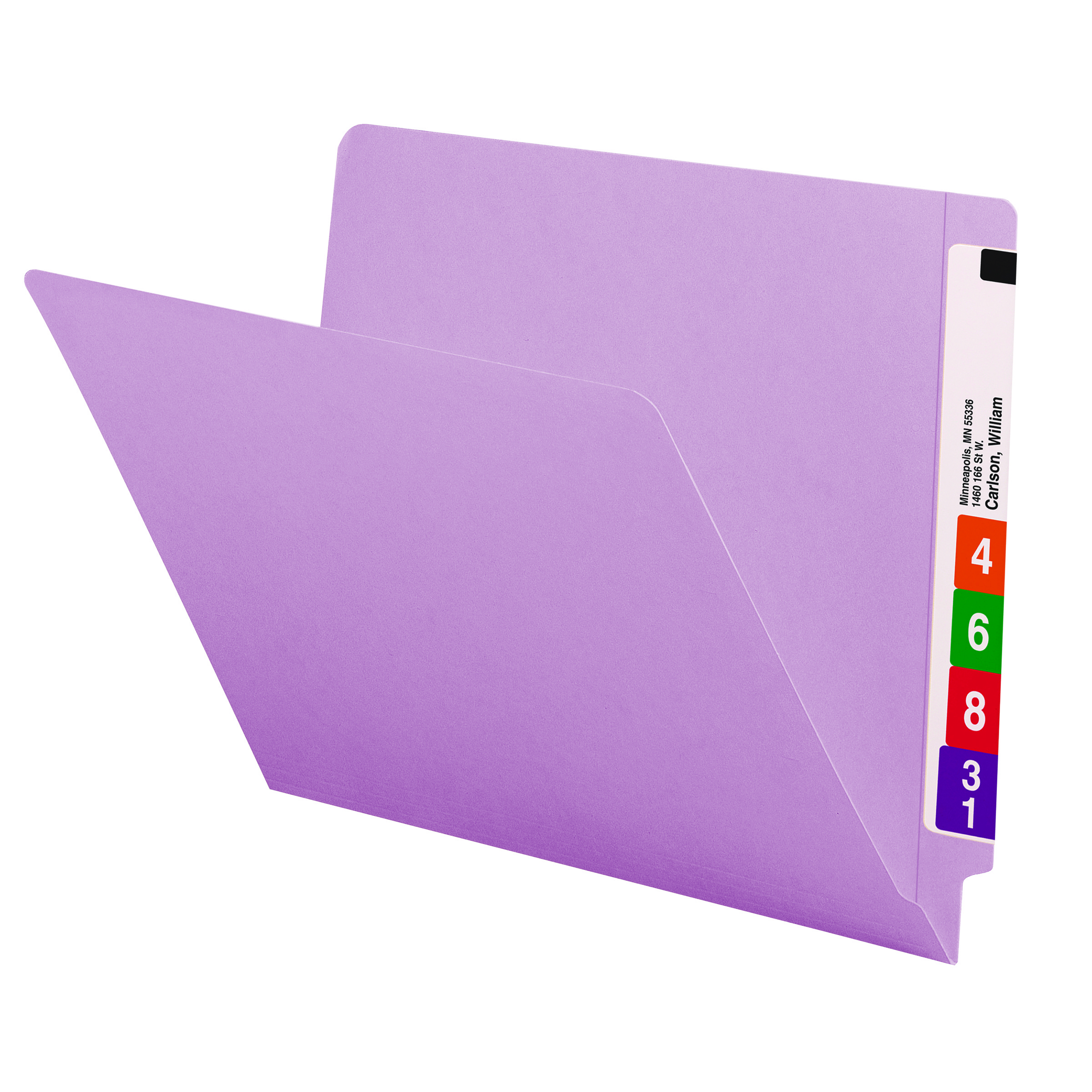 Smead Colored End Tab File Folder, Shelf-Master Reinforced Straight-Cut Tab, Letter Size, Lavender, 100 per Box (25410)