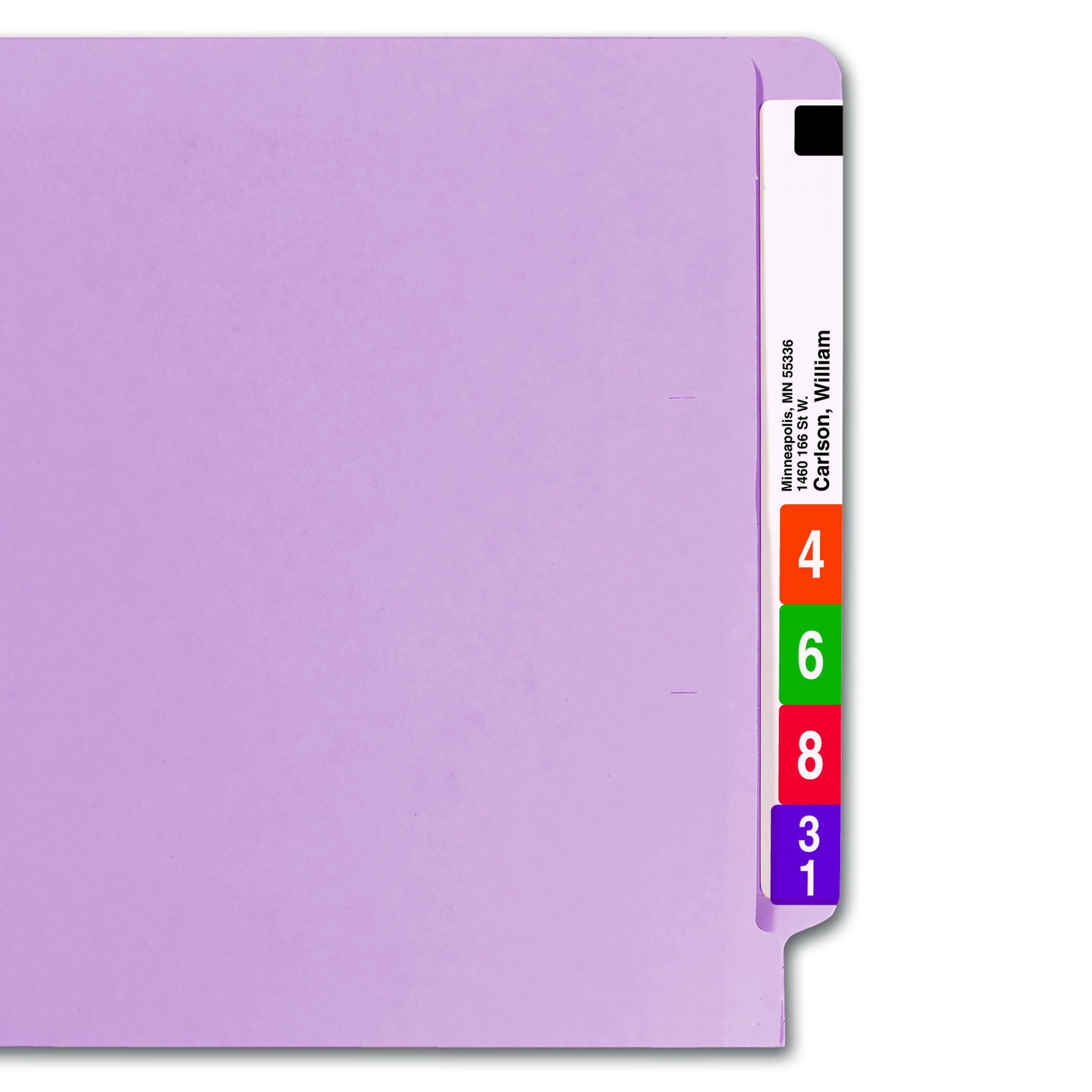 Smead 25410  Colored End Tab File Folder, Shelf-Master Reinforced Straight-Cut Tab, Letter Size, Lavender, 100 per Box (25410)